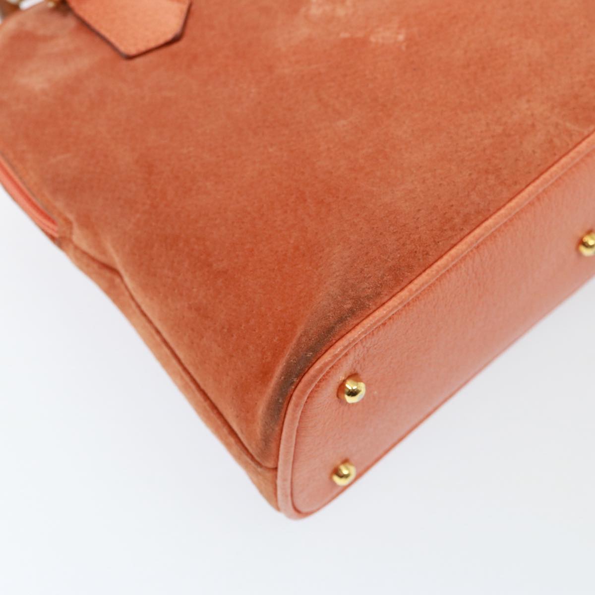 GUCCI Bamboo Hand Bag Suede 2way Orange 000 1274 0290 77736