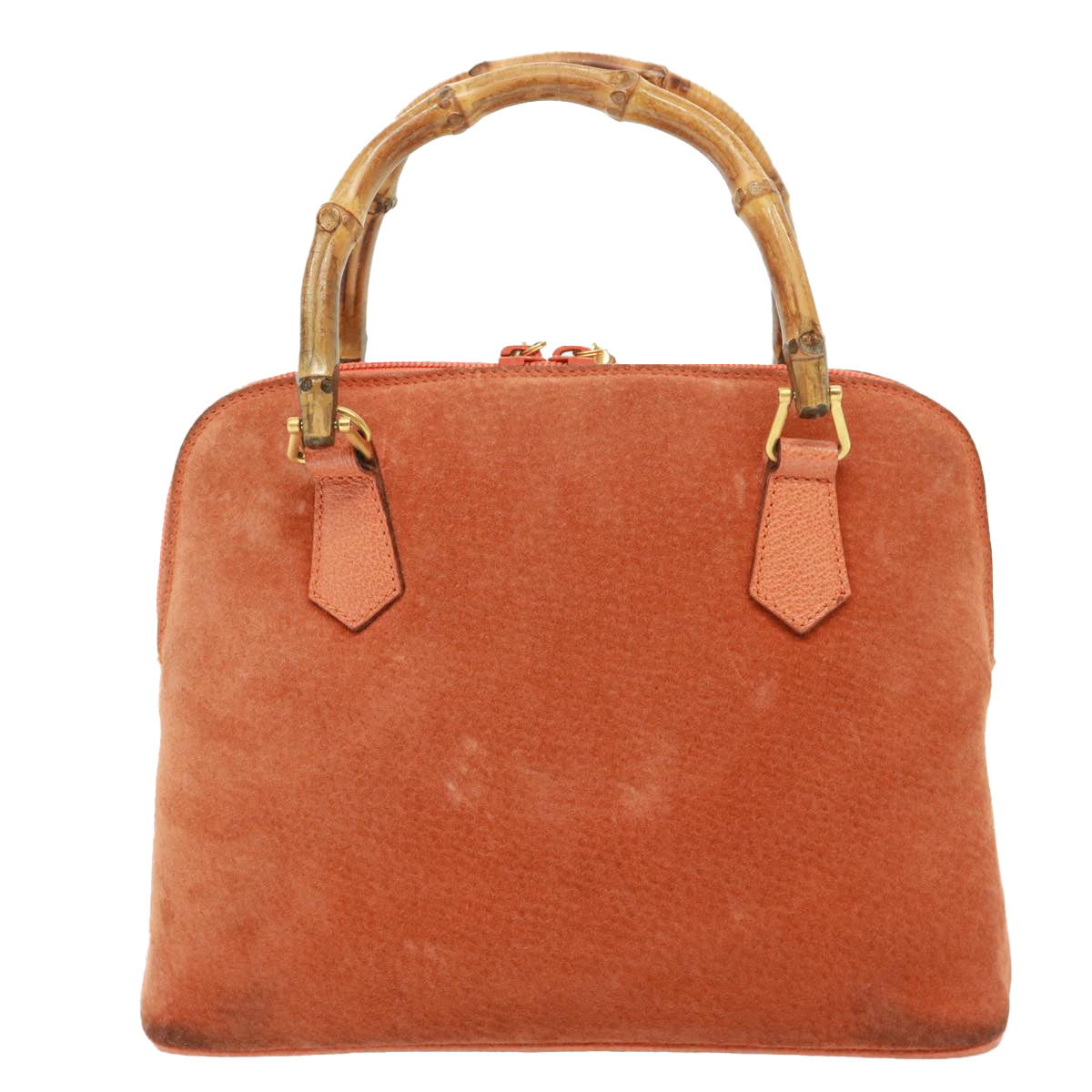 GUCCI Bamboo Hand Bag Suede 2way Orange 000 1274 0290 77736