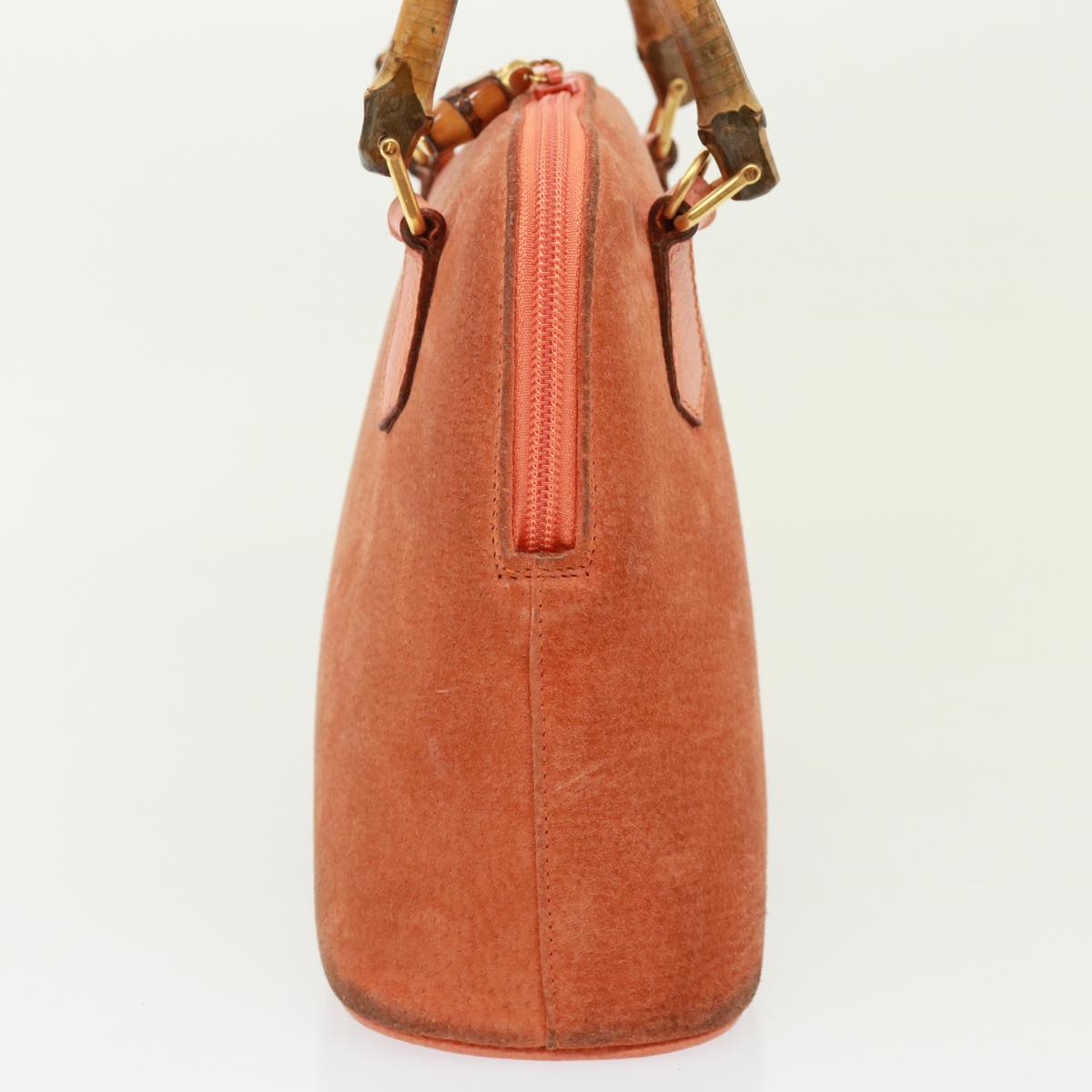 GUCCI Bamboo Hand Bag Suede 2way Orange 000 1274 0290 77736