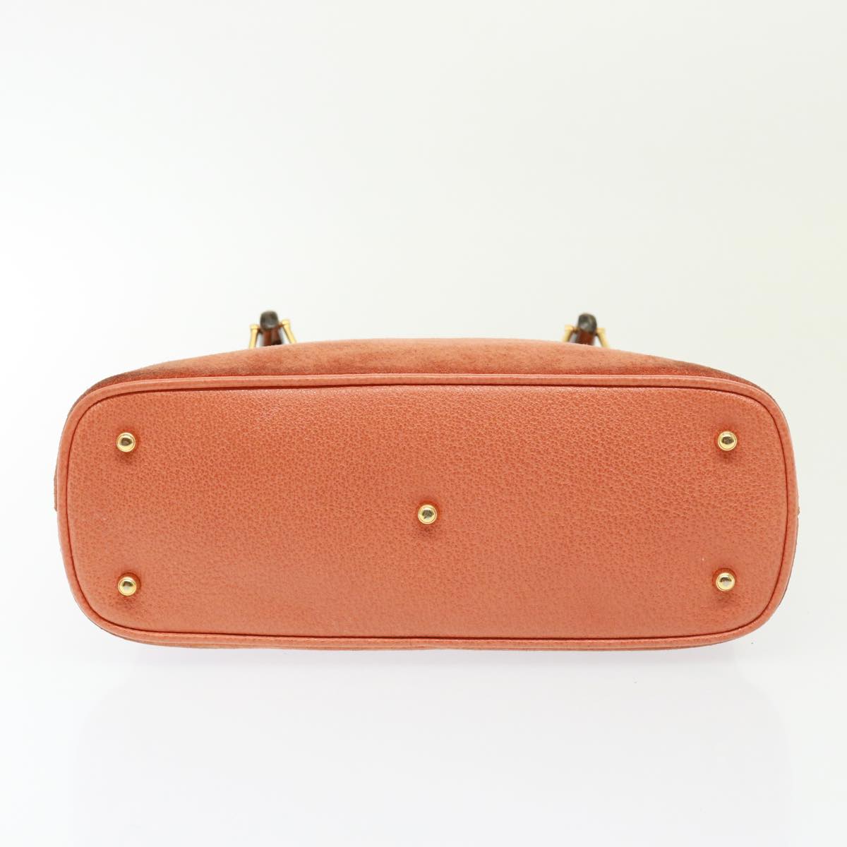 GUCCI Bamboo Hand Bag Suede 2way Orange 000 1274 0290 77736