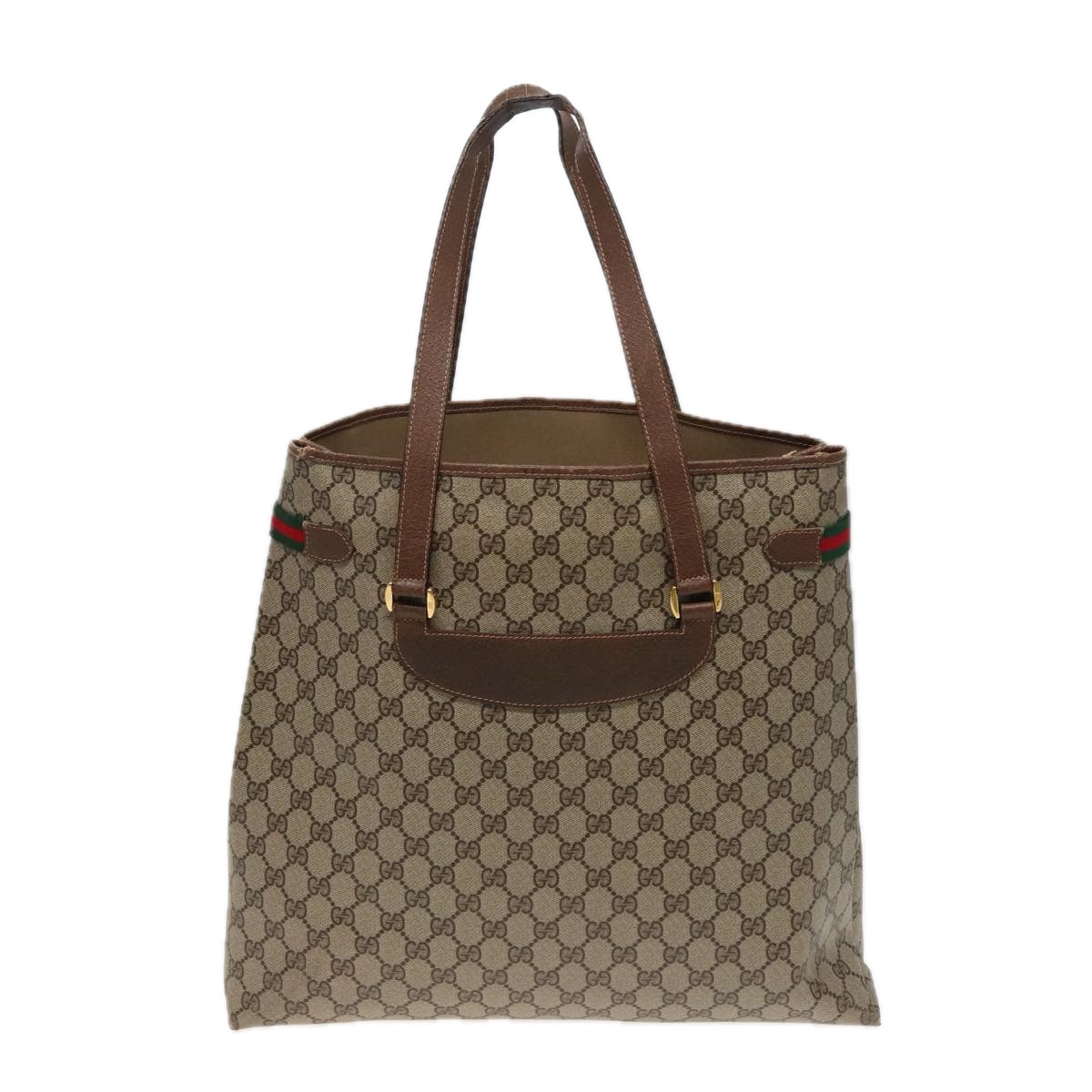 GUCCI GG Supreme Web Sherry Line Tote Bag PVC Beige Red 39 02 091 77790