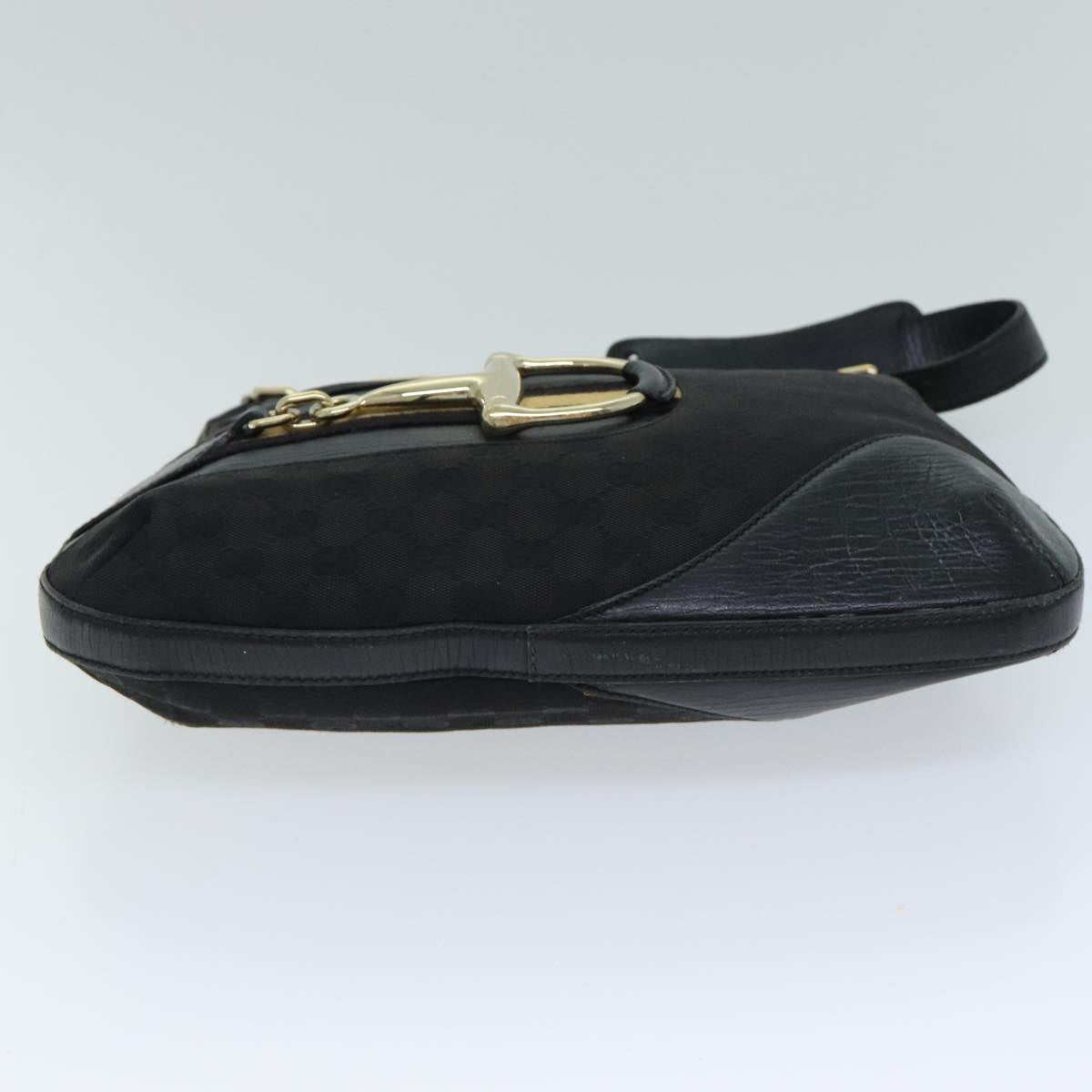 GUCCI GG Supreme Horsebit Shoulder Bag PVC Leather Black 137388 77823