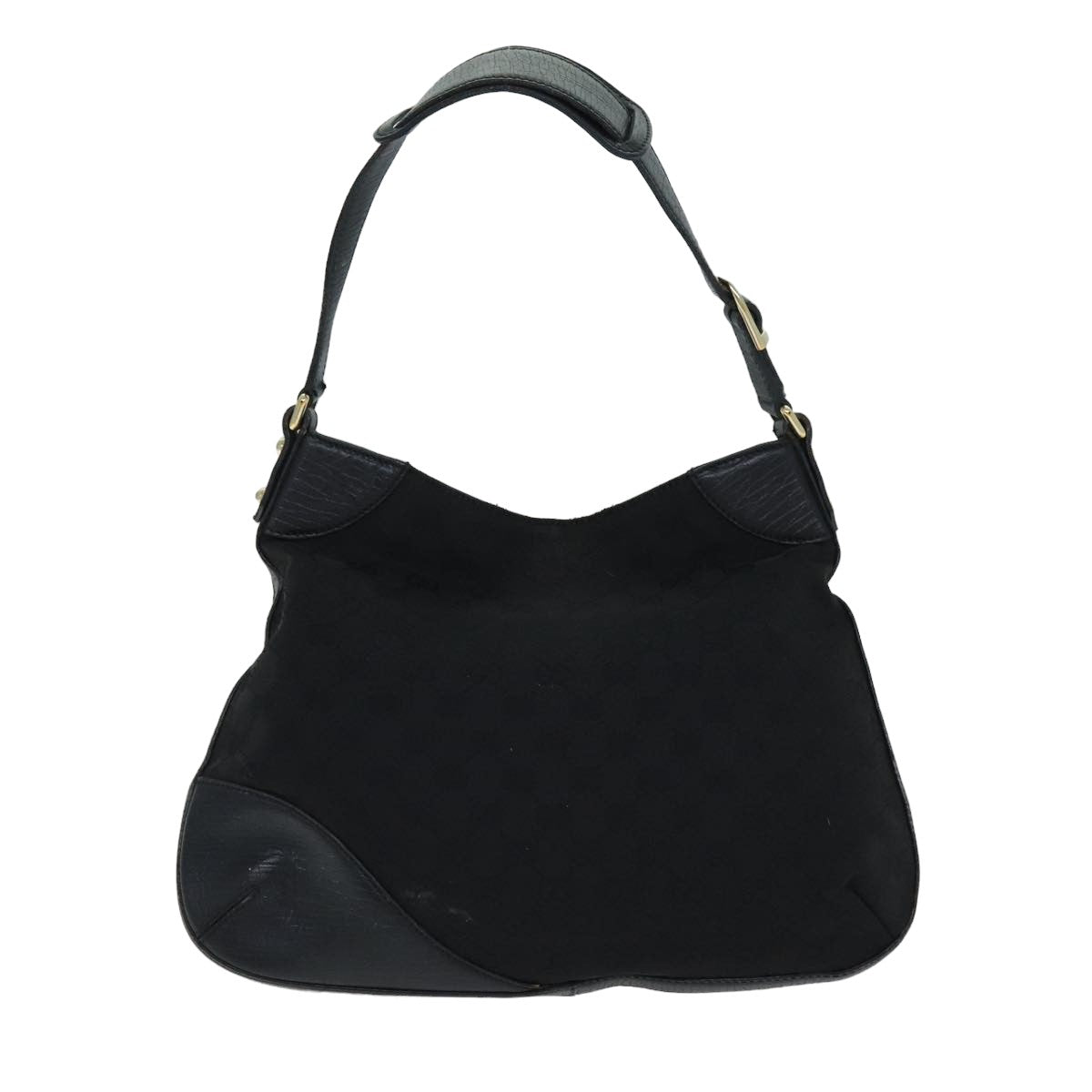 GUCCI GG Supreme Horsebit Shoulder Bag PVC Leather Black 137388 77823