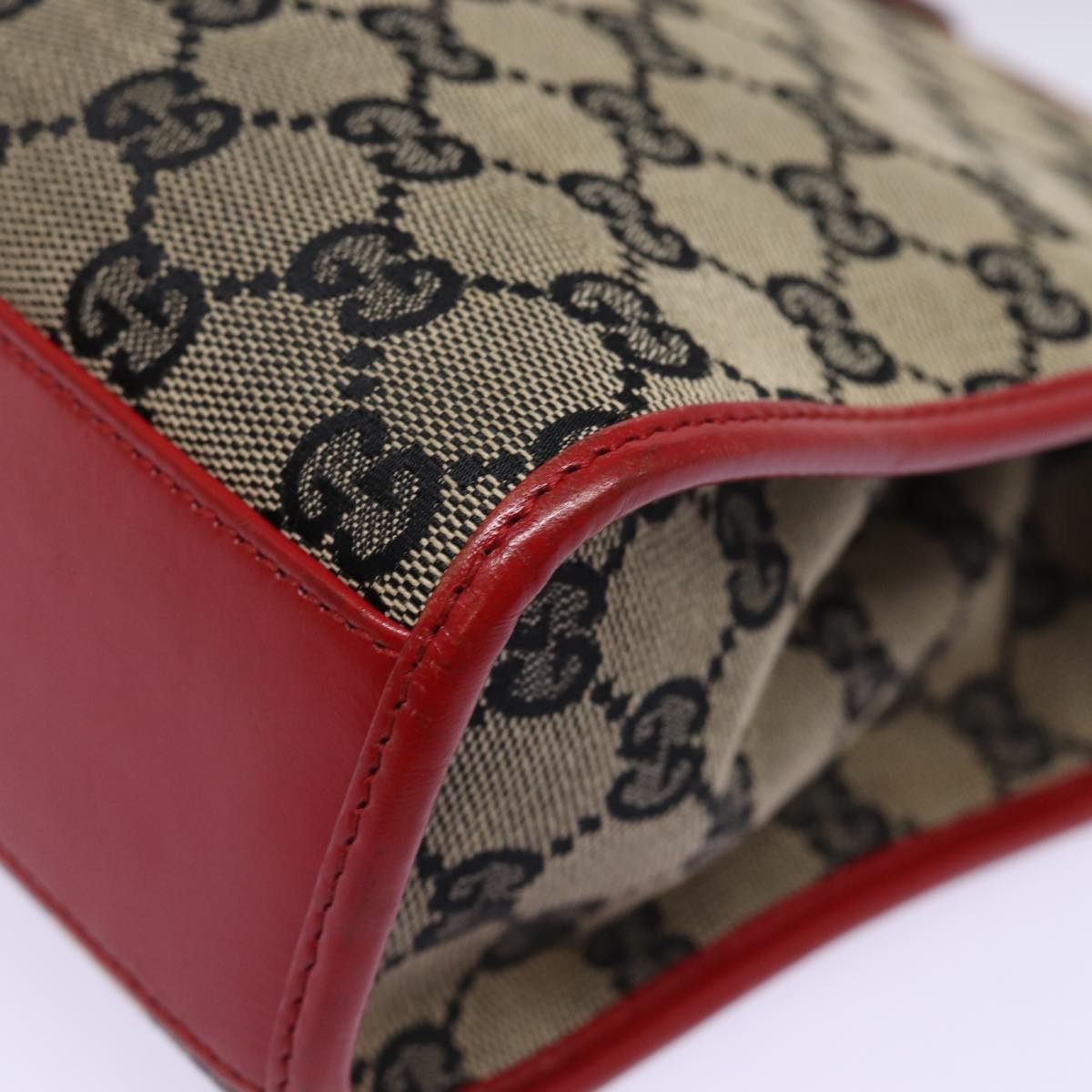 GUCCI GG Canvas Jackie Hand Bag Red Beige 002 1065 3444 77824