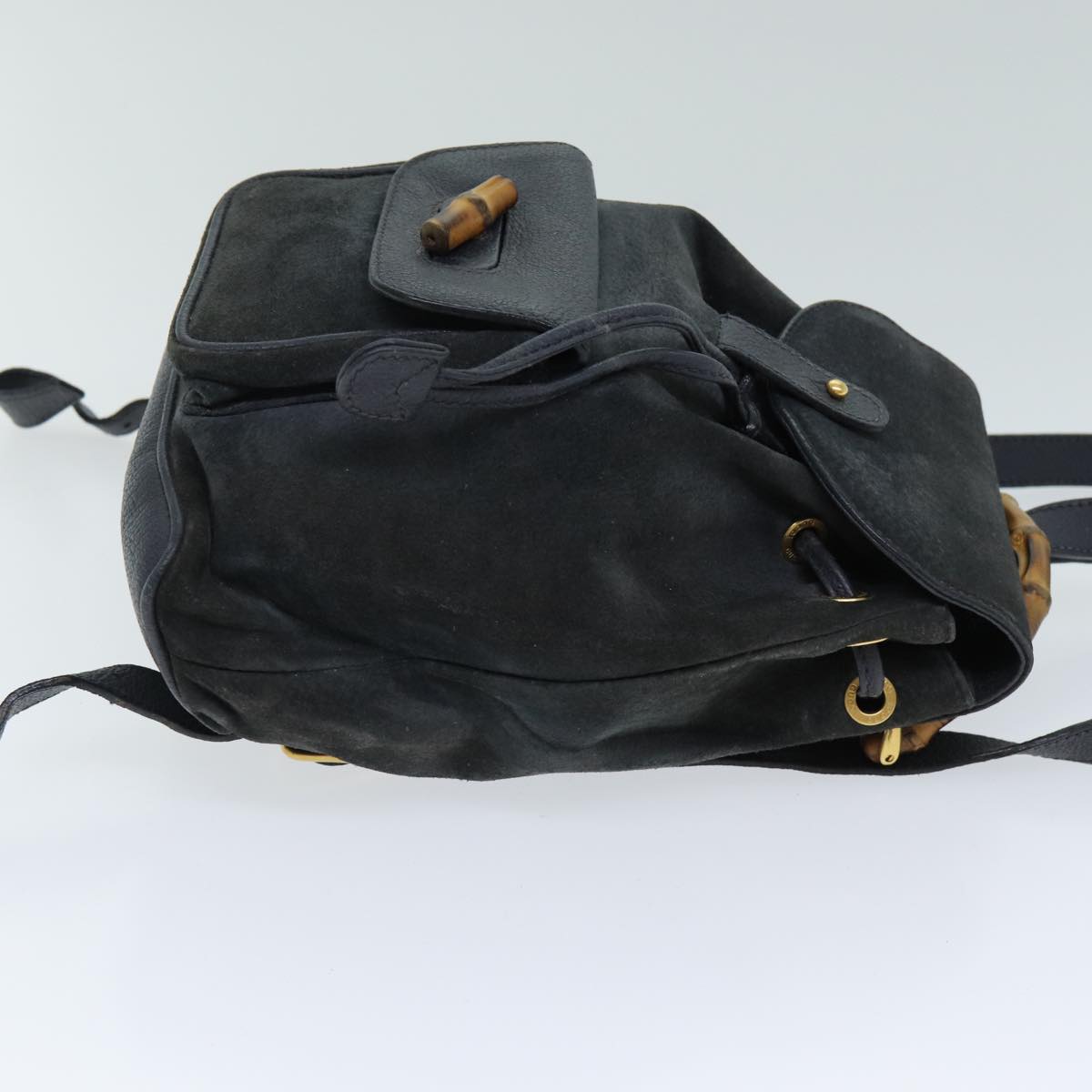 GUCCI Bamboo Shoulder Bag Suede Black 003 1705 0030 77826