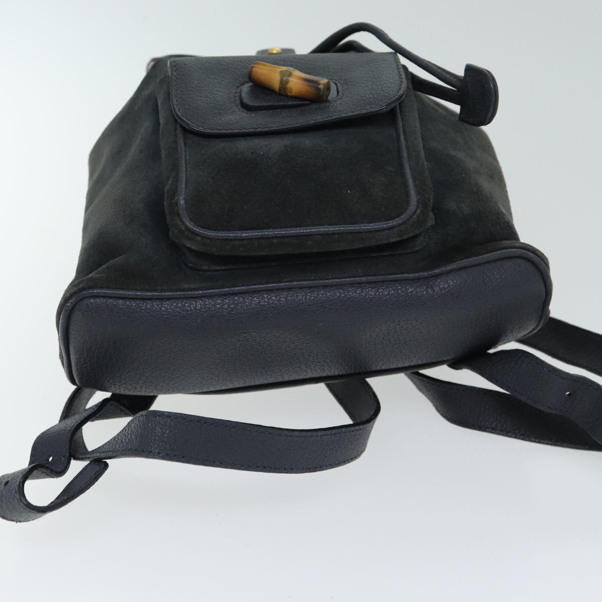 GUCCI Bamboo Shoulder Bag Suede Black 003 1705 0030 77826