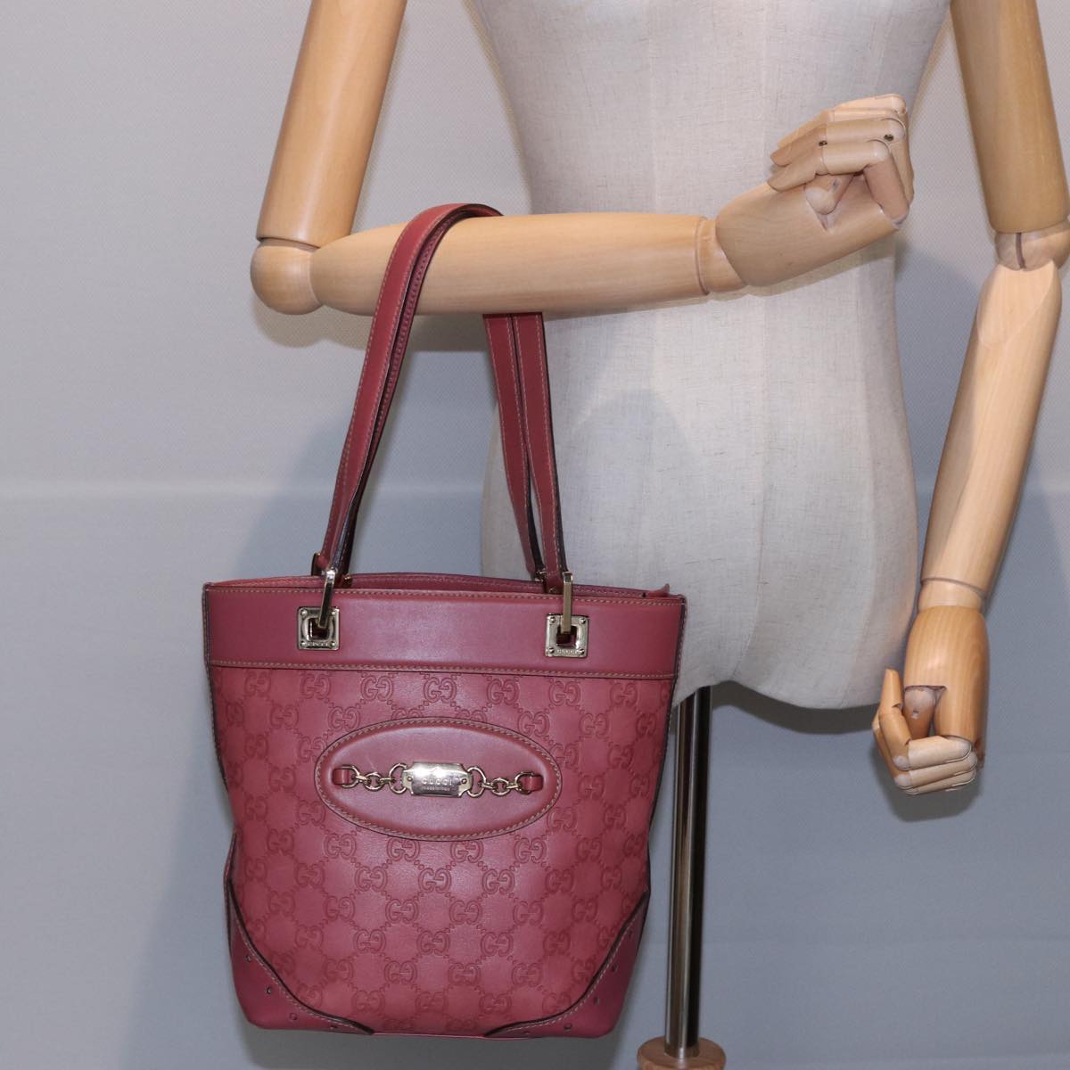 GUCCI GG Canvas Guccissima Hand Bag Pink 145994 77827