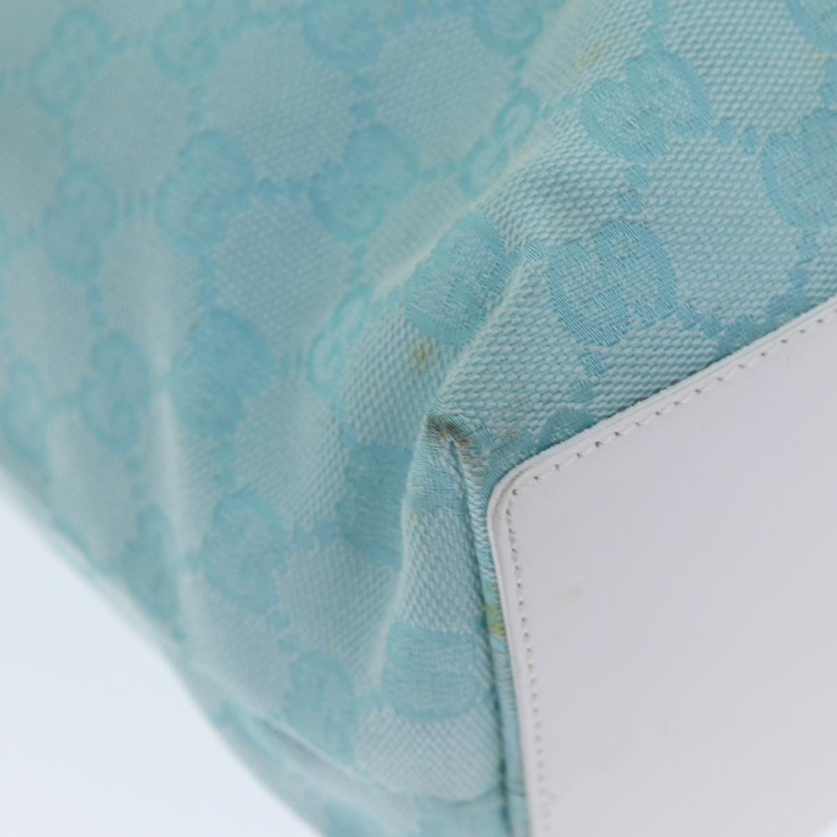 GUCCI GG Canvas Tote Bag Light Blue White 77932