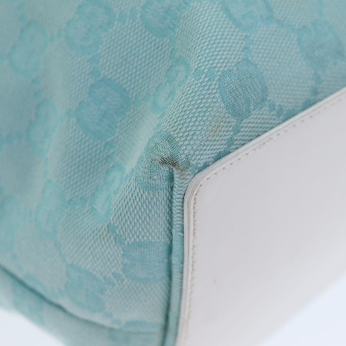 GUCCI GG Canvas Tote Bag Light Blue White 77932