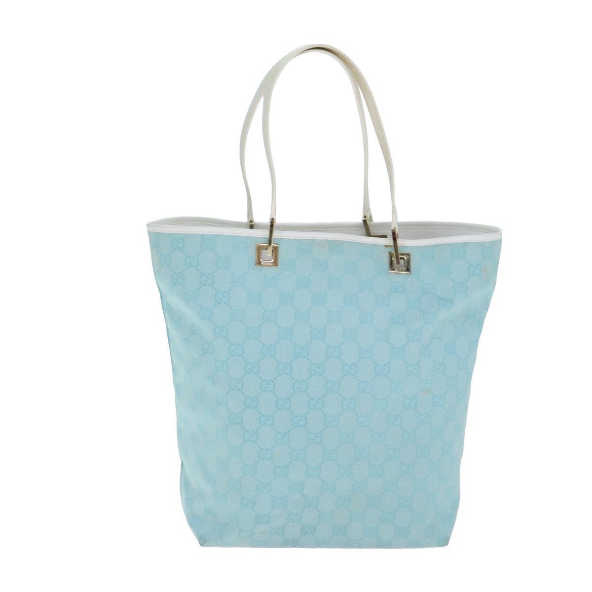 GUCCI GG Canvas Tote Bag Light Blue White 77932