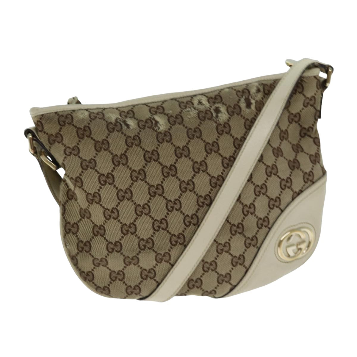 GUCCI GG Canvas Shoulder Bag Beige 77937