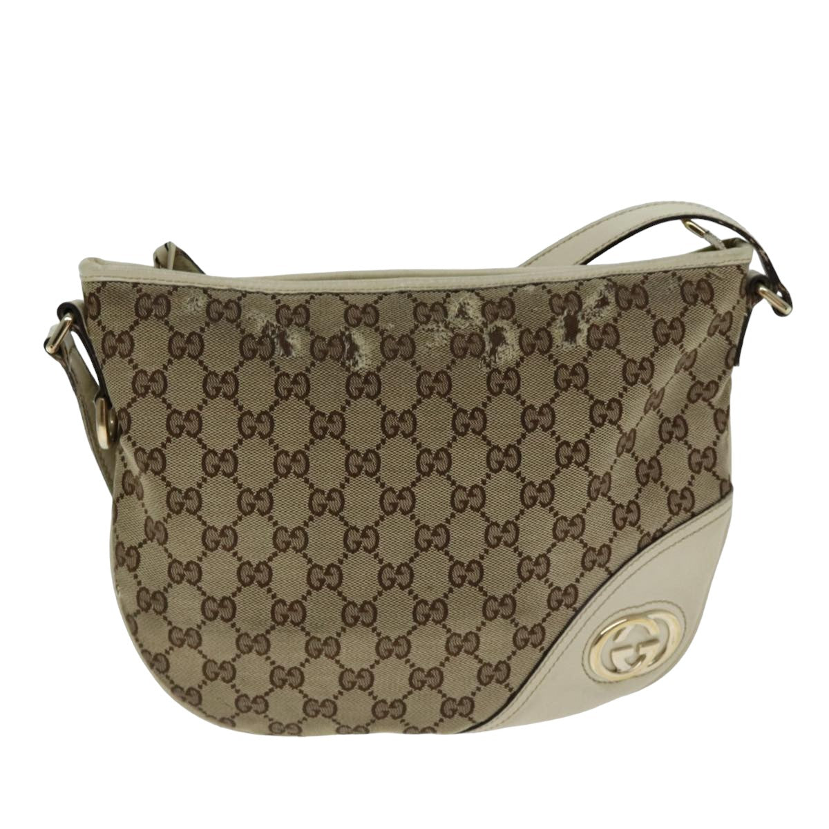 GUCCI GG Canvas Shoulder Bag Beige 77937
