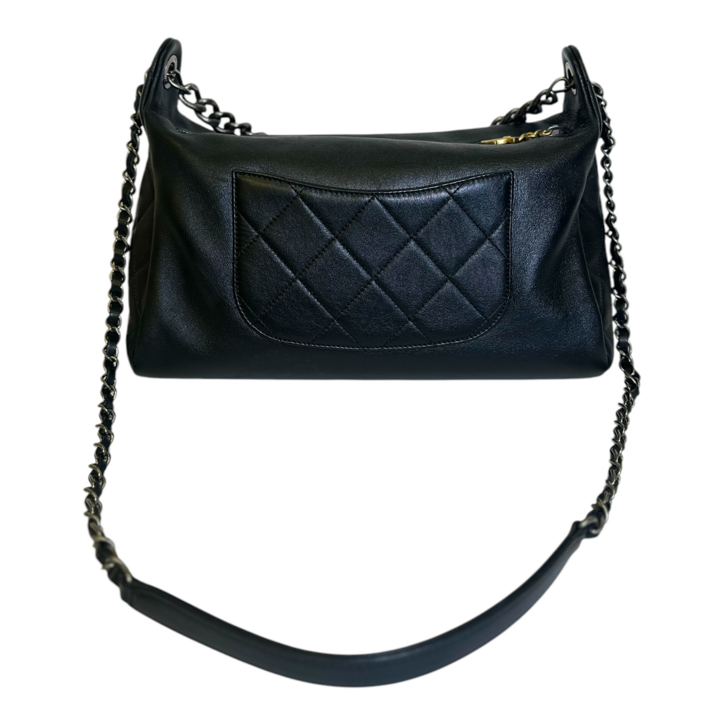 Chanel Calfskin Chain 20s Signature Hobo Black