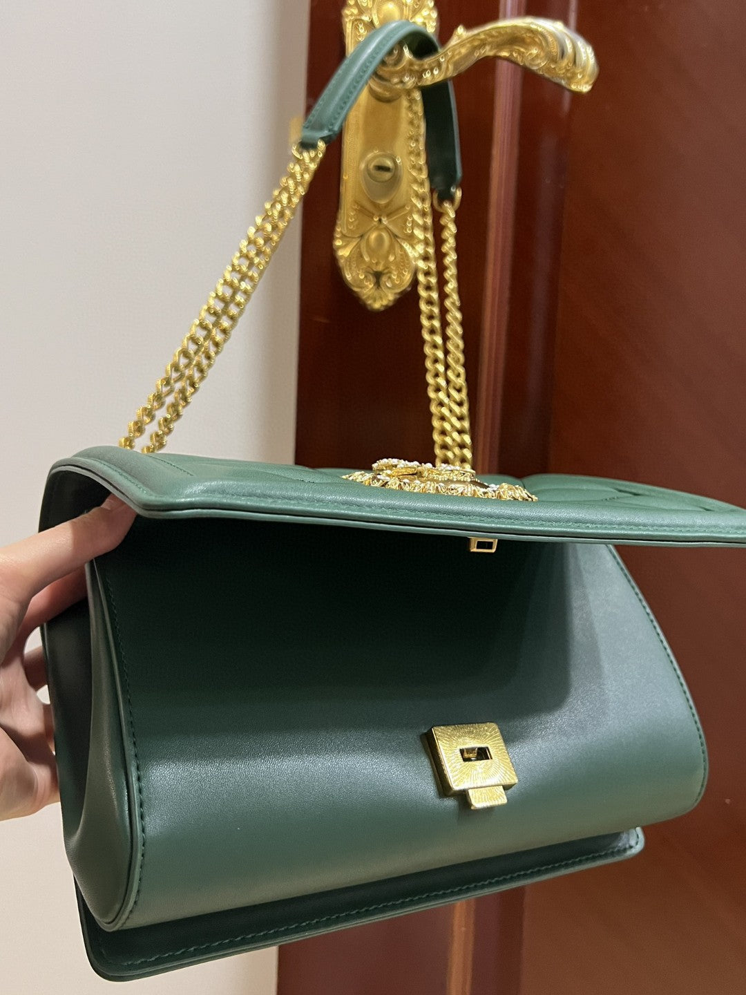 GLAMI Large Devotion Bag In Quilted Nappa Green For Women 10in/26cm GLAMIÃ‚Â 