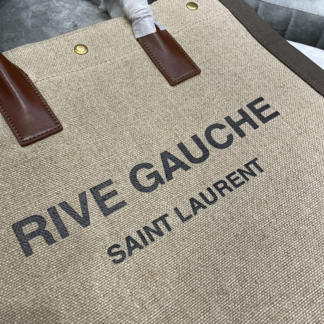 GLAMI Rive Gauche North/South Tote Bag In Printed Linen For Women 15.3in/39cm YSL 632539FAABR9083