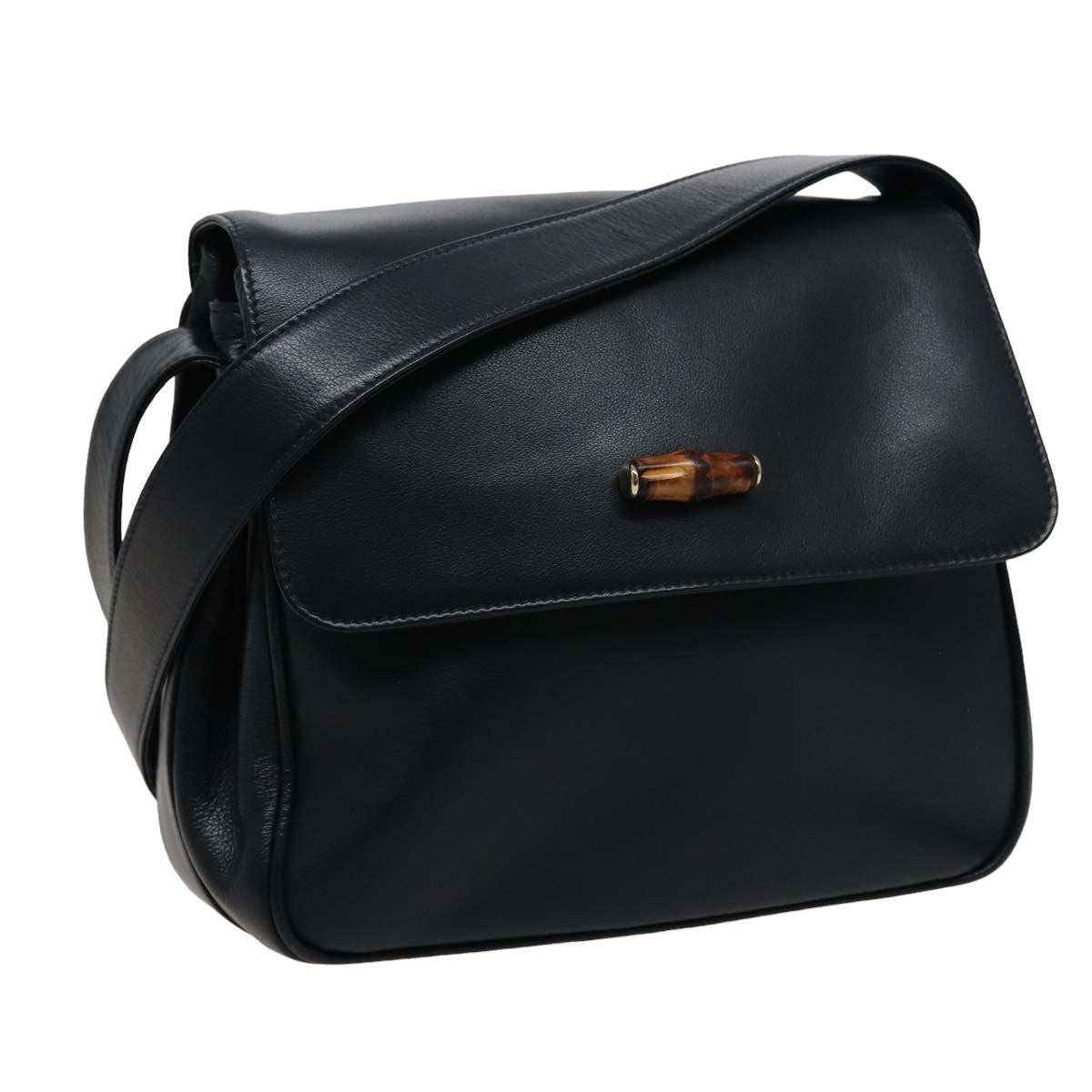 GUCCI Bamboo Shoulder Bag Leather Black 001 14 1571 78084