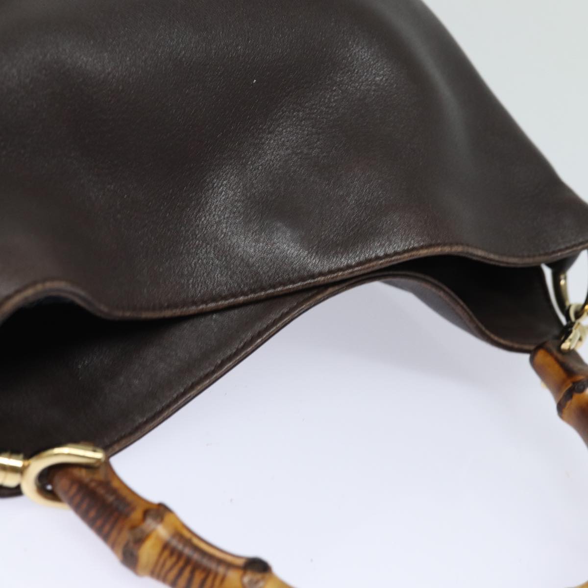 GUCCI Bamboo Shoulder Bag Leather 2way Brown 001 1998 1638 78085