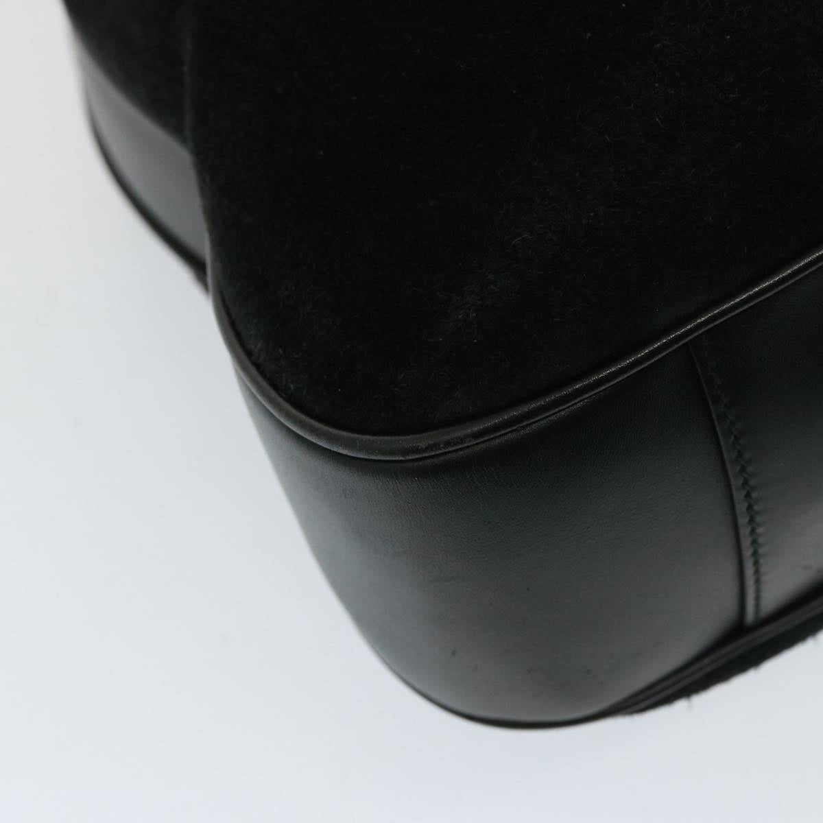 GUCCI Bamboo Shoulder Bag Leather Suede 2way Black 001 1014 1577 78086