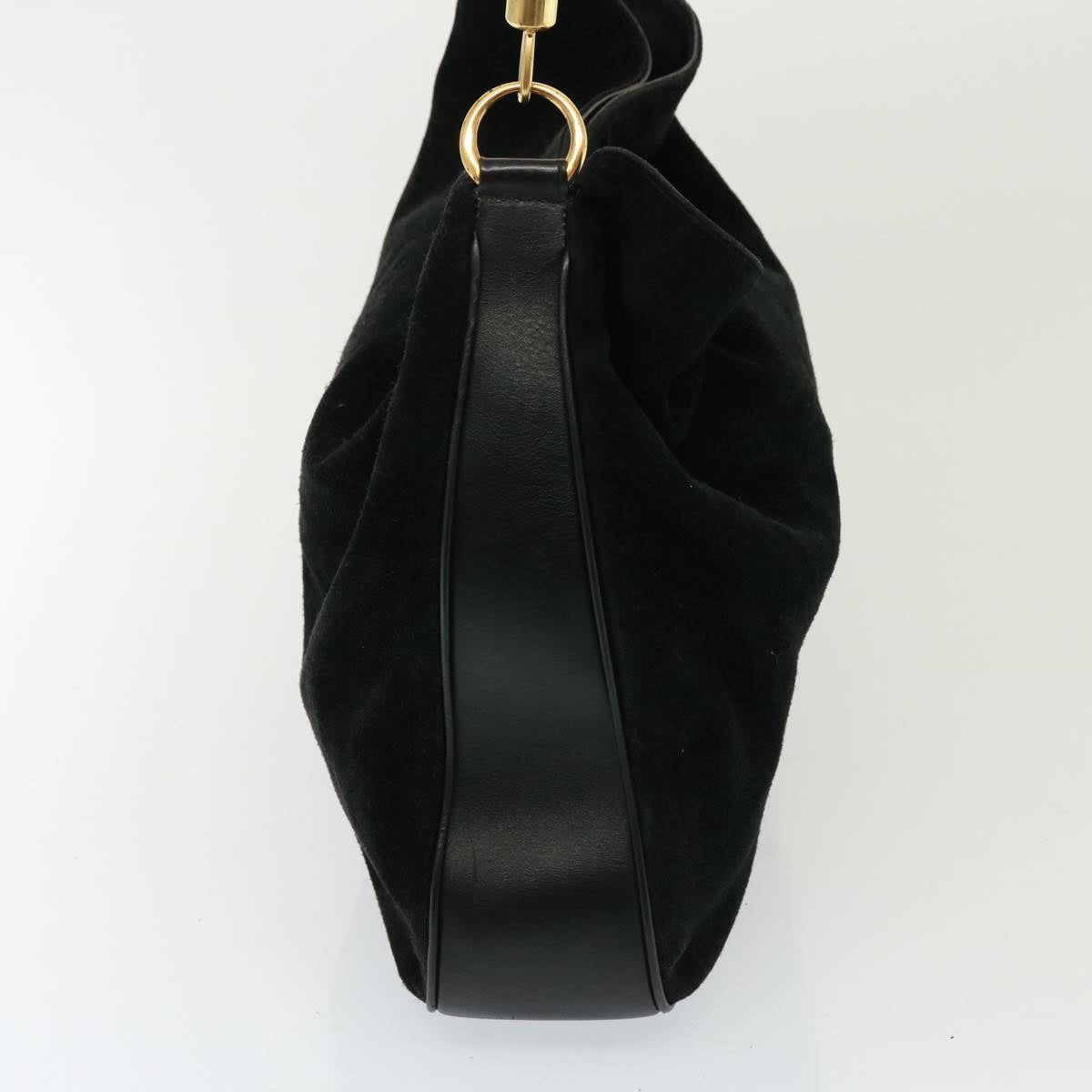 GUCCI Bamboo Shoulder Bag Leather Suede 2way Black 001 1014 1577 78086