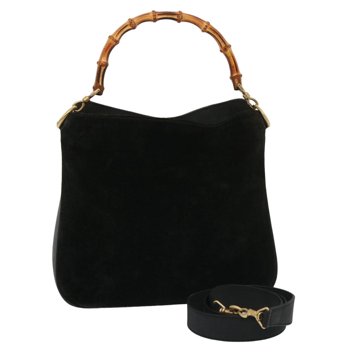 GUCCI Shoulder Bag Leather Suede 2way Black 001 2058 1638 0 78087