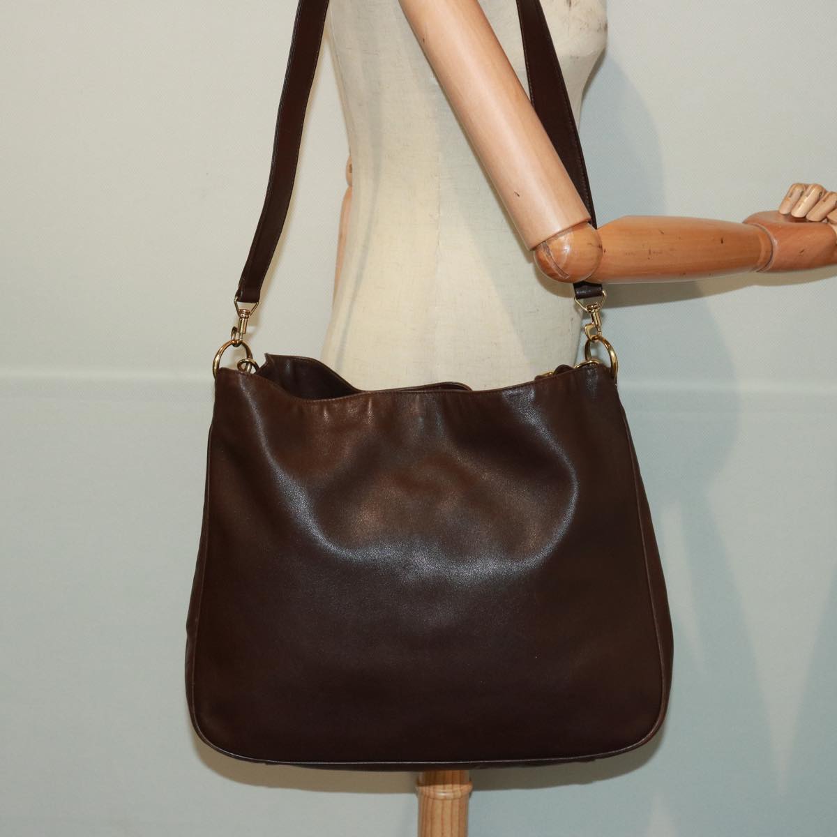 GUCCI Bamboo Shoulder Bag Leather 2way Brown 001 3754 1577 78088