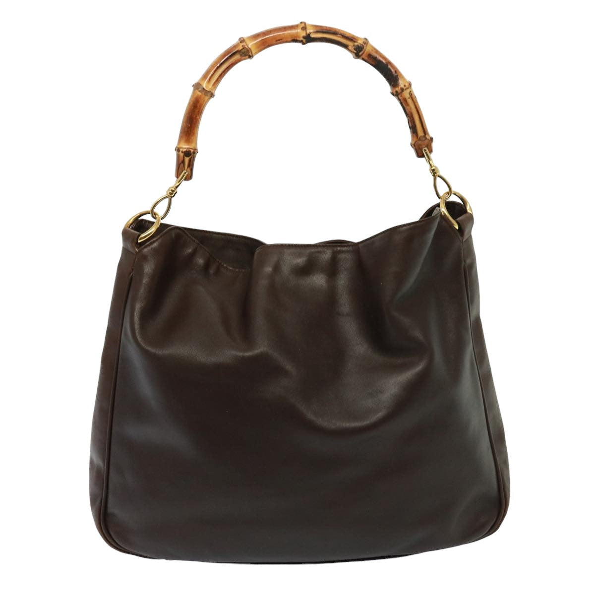 GUCCI Bamboo Shoulder Bag Leather 2way Brown 001 3754 1577 78088