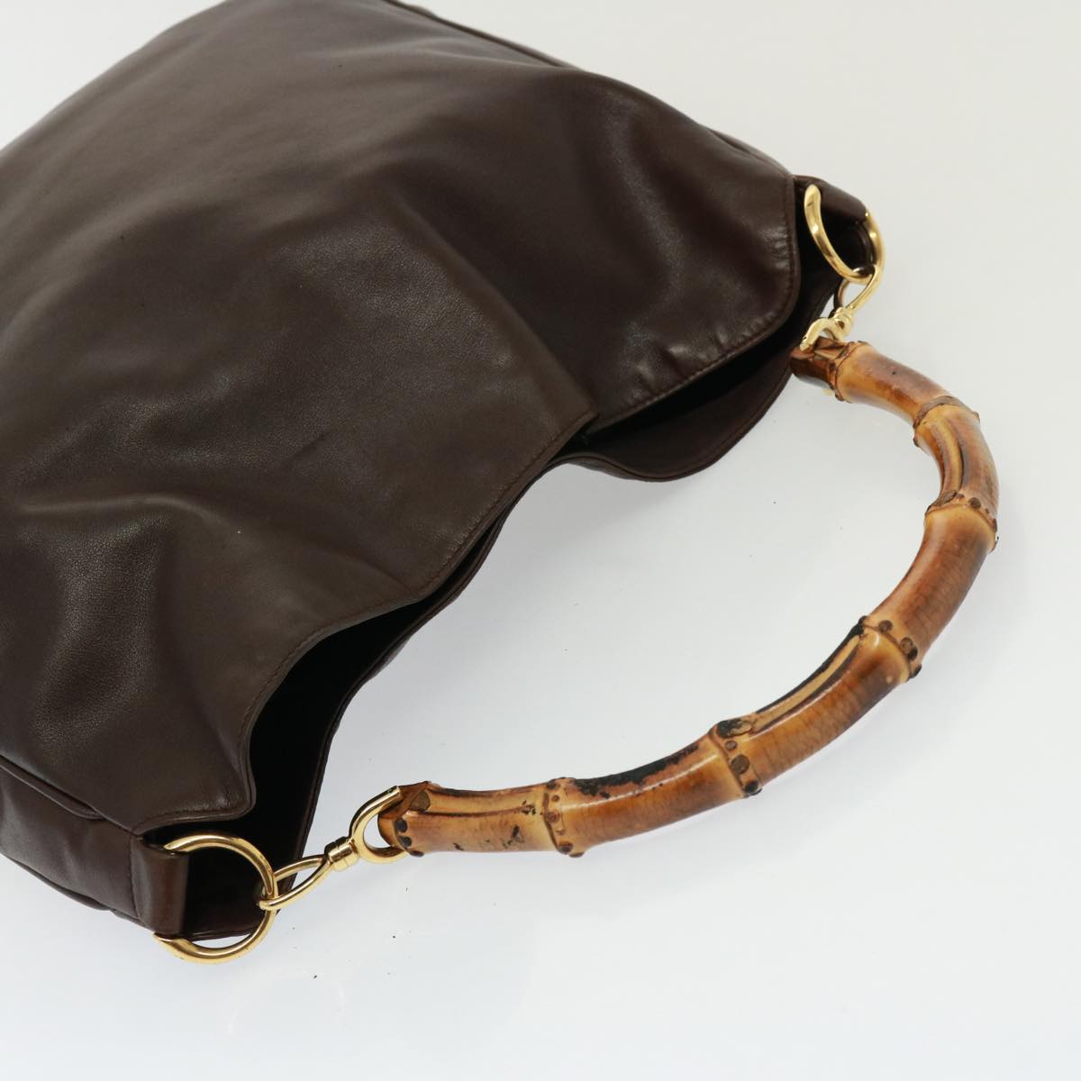 GUCCI Bamboo Shoulder Bag Leather 2way Brown 001 3754 1577 78088