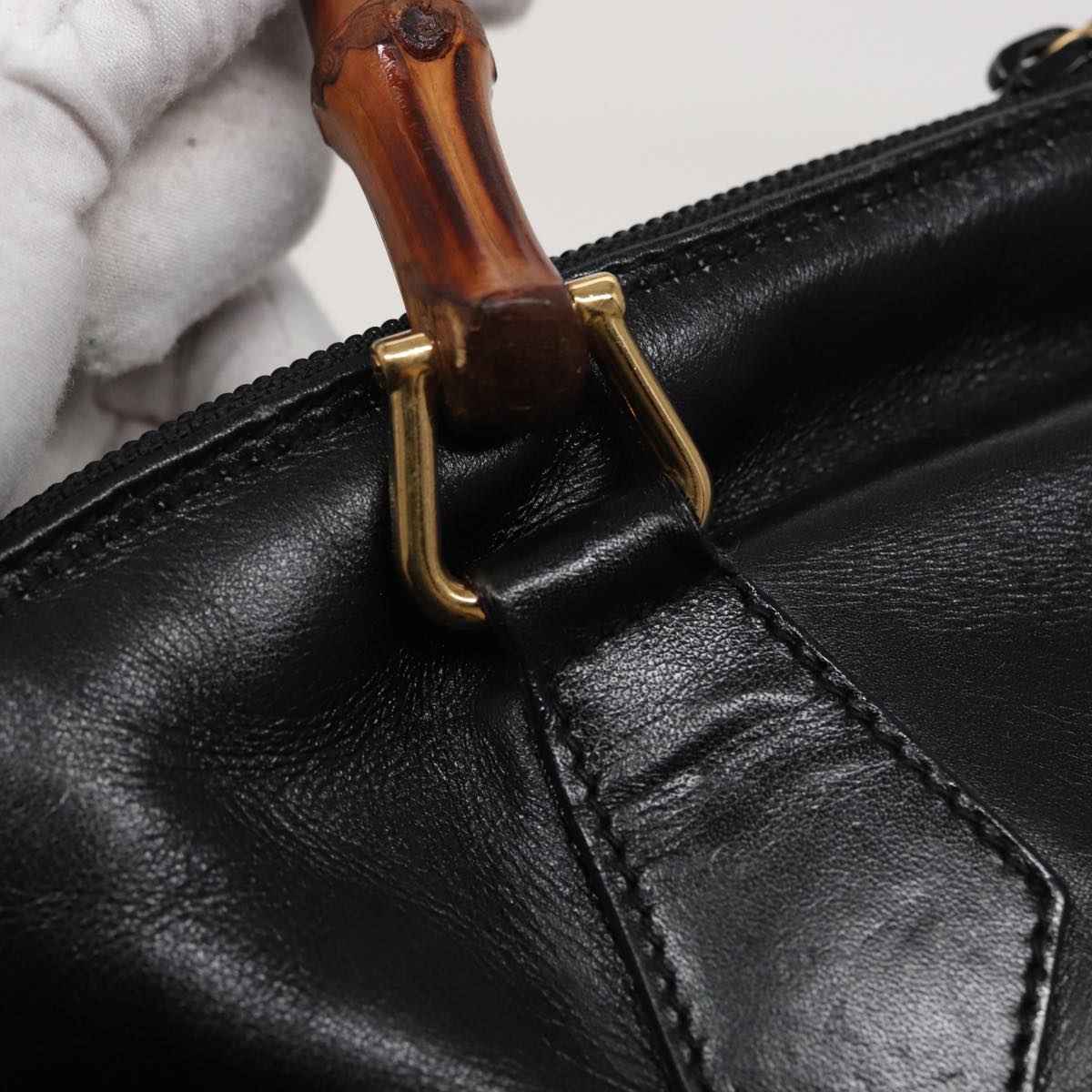 GUCCI Bamboo Shoulder Bag Leather 2way Black 000 1186 0289 78089