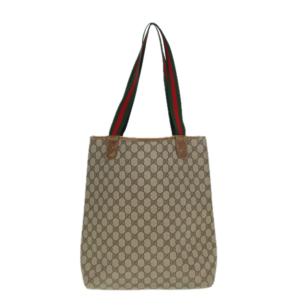 GUCCI GG Supreme Web Sherry Line Tote Bag PVC Beige Red 39 02 003 78095