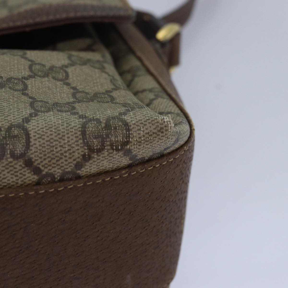GUCCI GG Supreme Web Sherry Line Shoulder Bag PVC Beige 904 02 084 78097