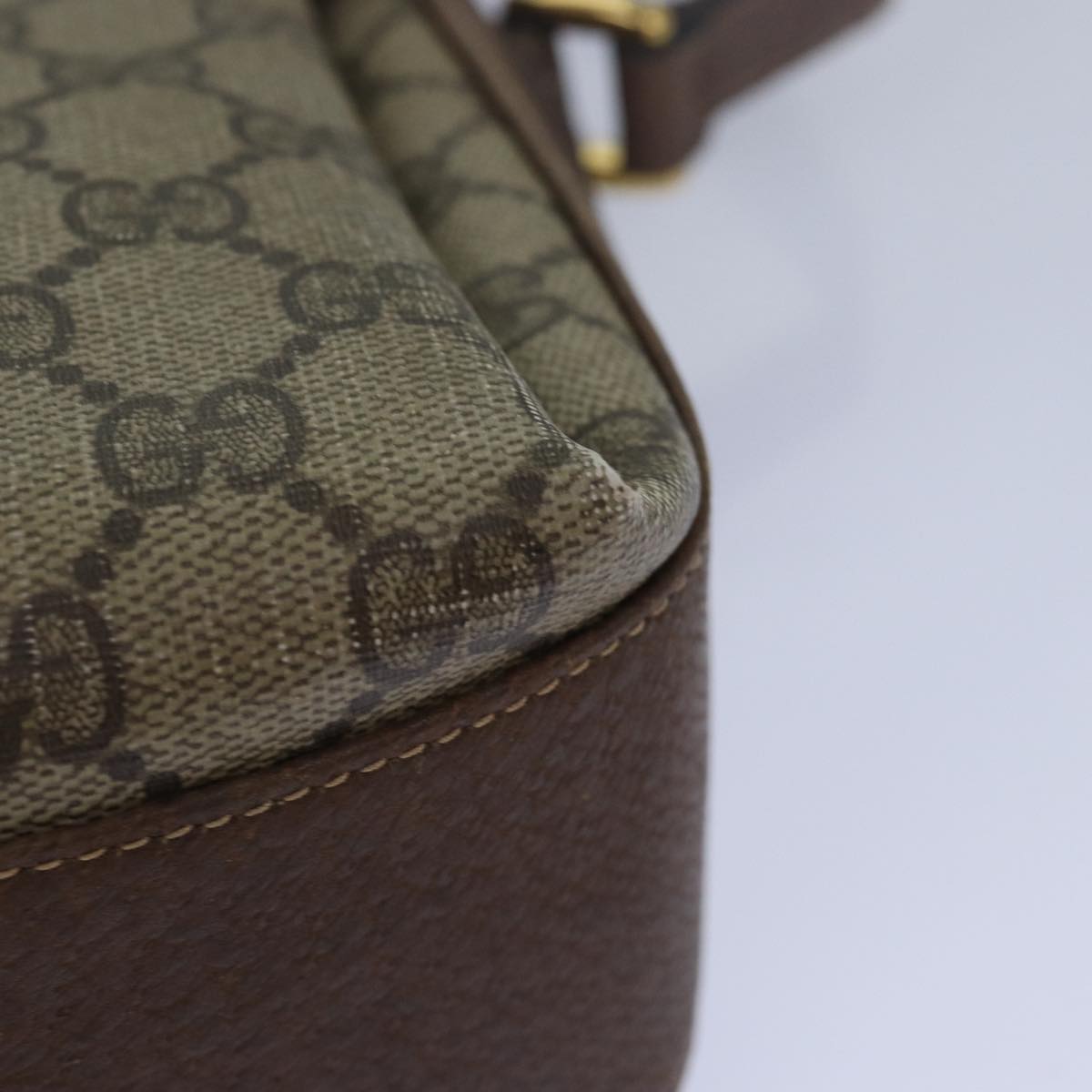 GUCCI GG Supreme Web Sherry Line Shoulder Bag PVC Beige 904 02 084 78097