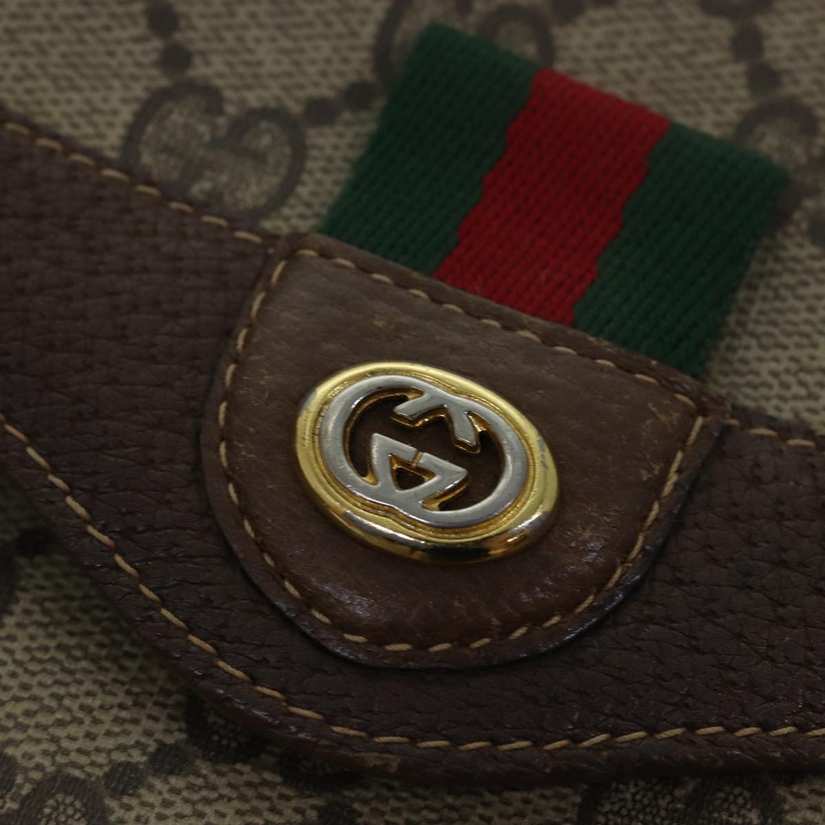 GUCCI GG Supreme Web Sherry Line Shoulder Bag PVC Beige 904 02 084 78097