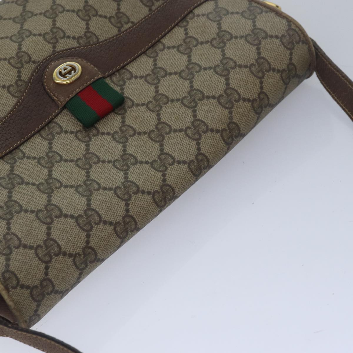 GUCCI GG Supreme Web Sherry Line Shoulder Bag PVC Beige 904 02 084 78097