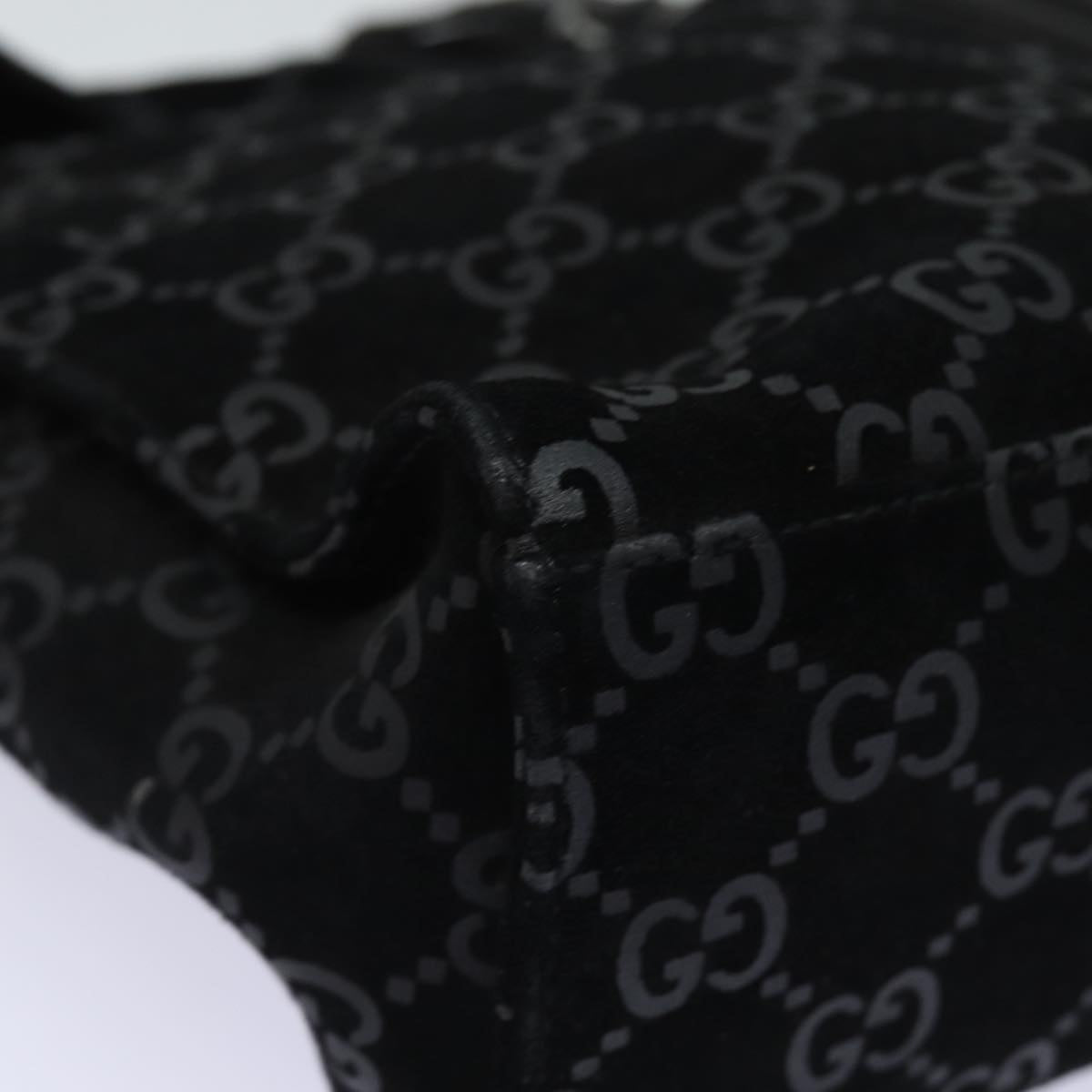 GUCCI GG Canvas Jackie Shoulder Bag Suede Black 001 3355 78237