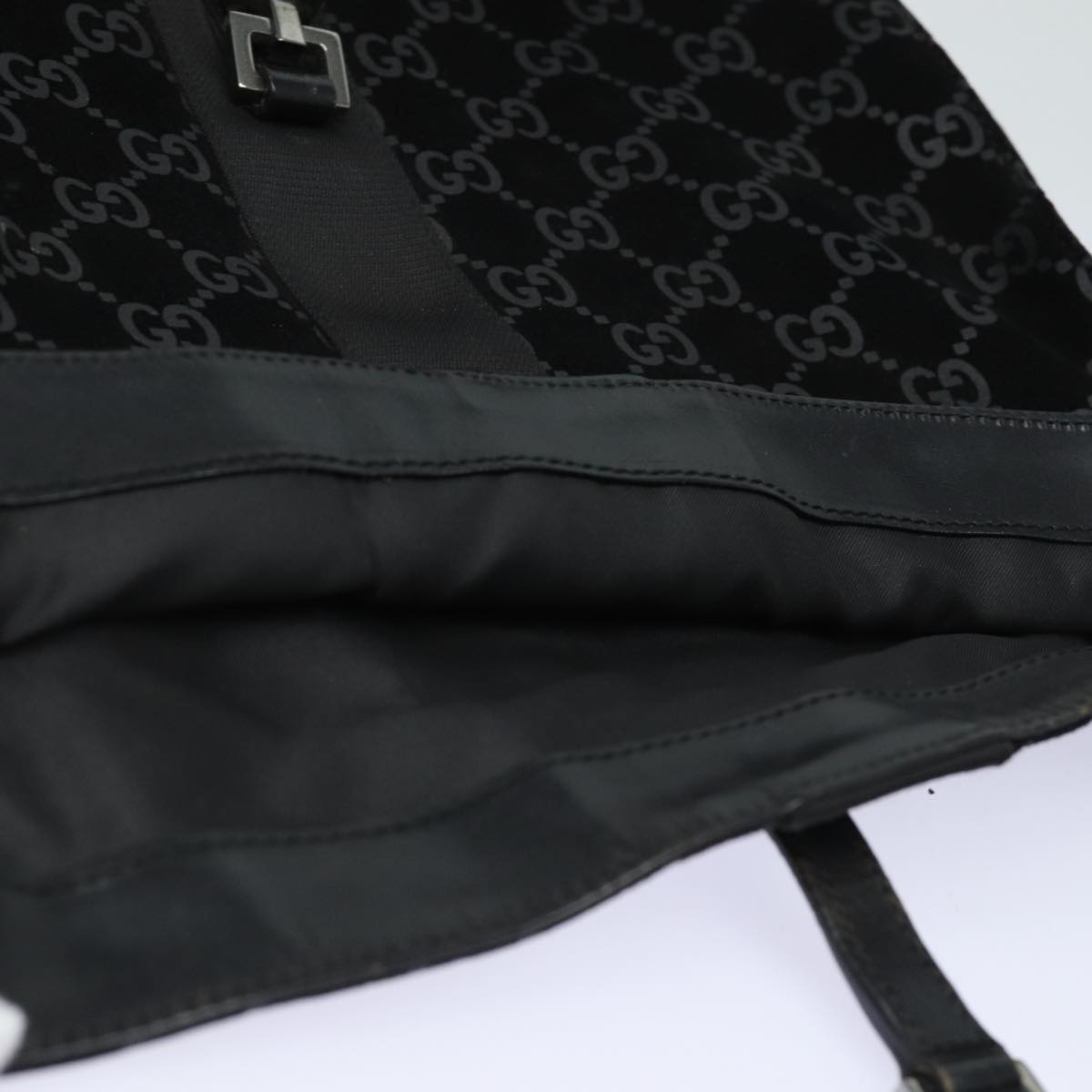GUCCI GG Canvas Jackie Shoulder Bag Suede Black 001 3355 78237