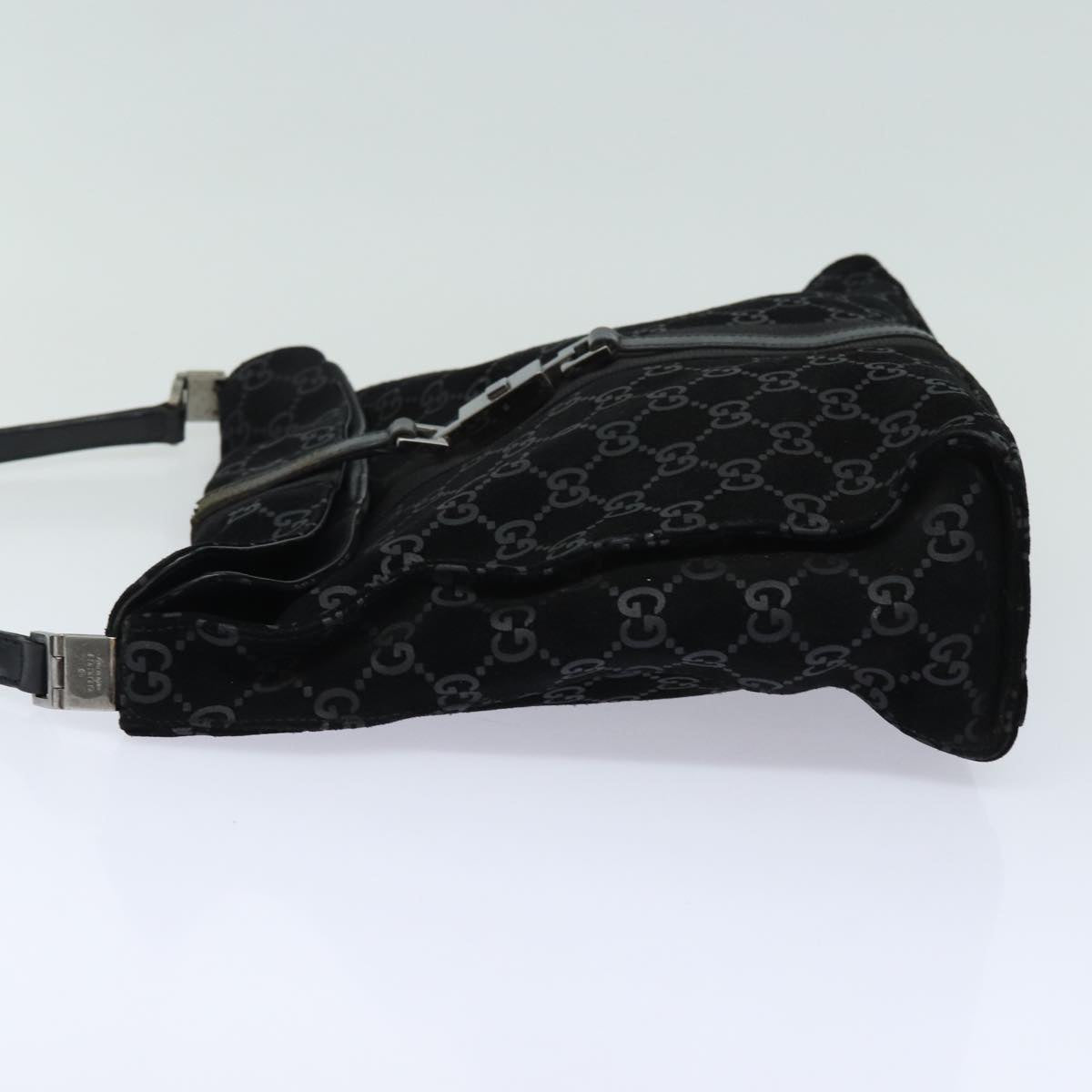GUCCI GG Canvas Jackie Shoulder Bag Suede Black 001 3355 78237