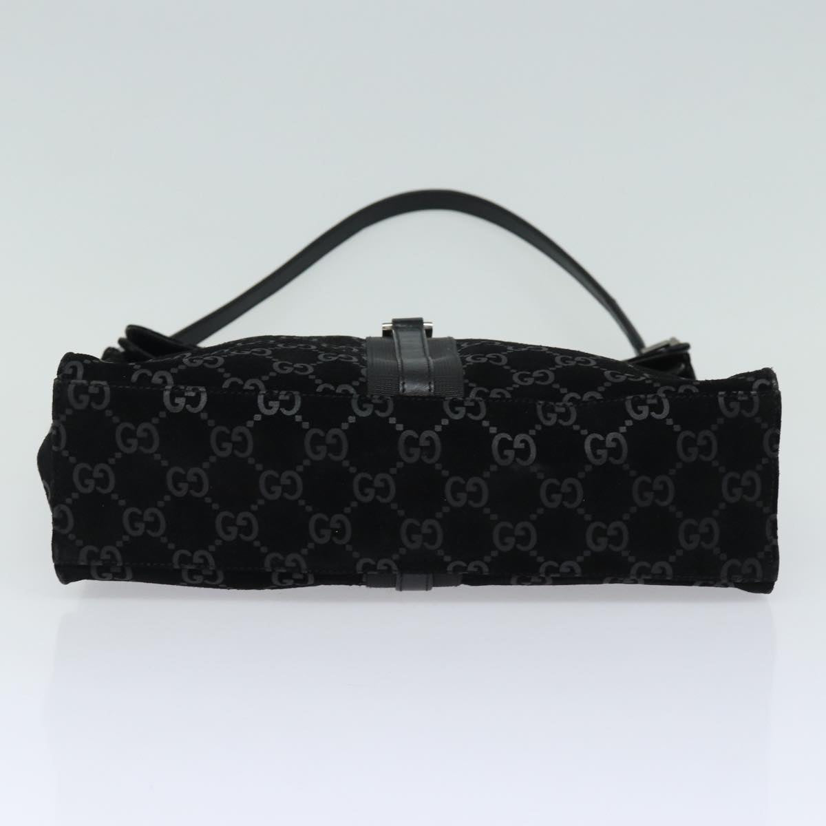 GUCCI GG Canvas Jackie Shoulder Bag Suede Black 001 3355 78237