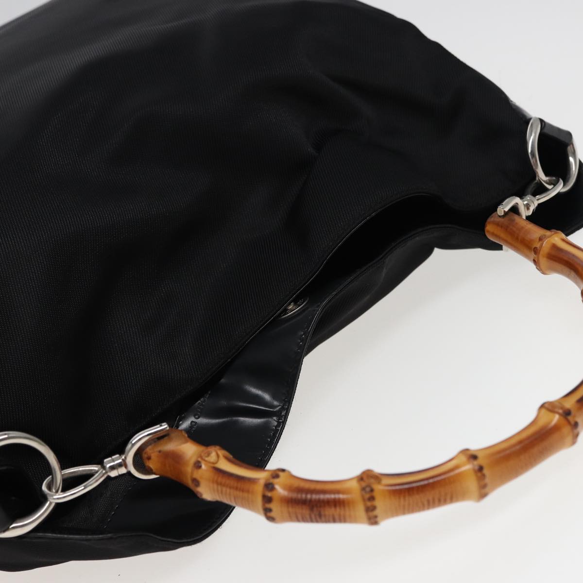 GUCCI Bamboo Shoulder Bag Nylon Black 001 2404 1577 78241