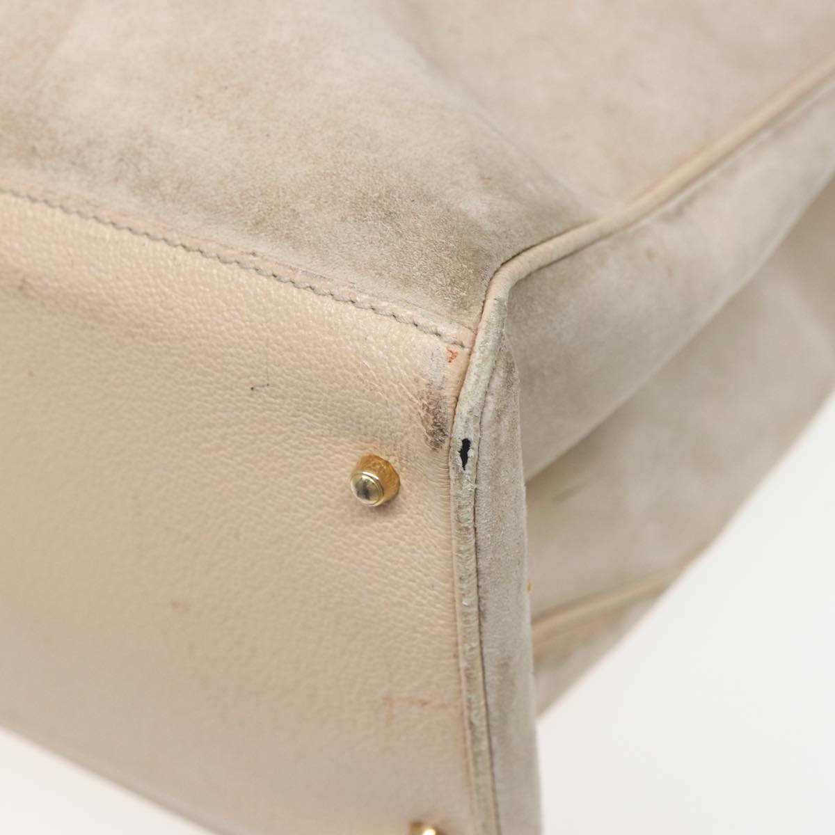 GUCCI Bamboo Tote Bag Suede 2way Beige 002 2855 0322 0 78245