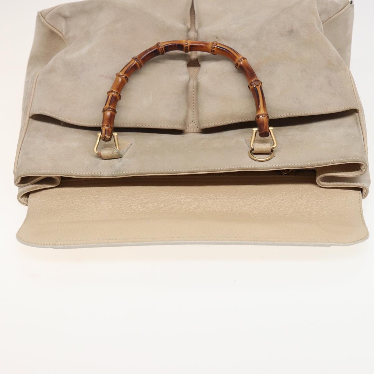 GUCCI Bamboo Tote Bag Suede 2way Beige 002 2855 0322 0 78245