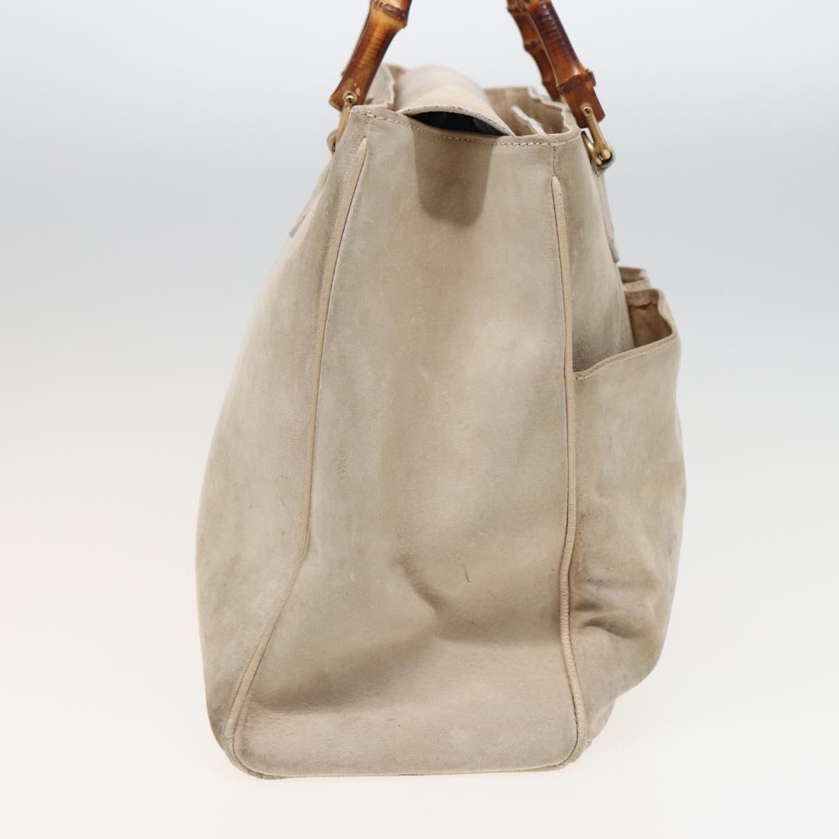 GUCCI Bamboo Tote Bag Suede 2way Beige 002 2855 0322 0 78245