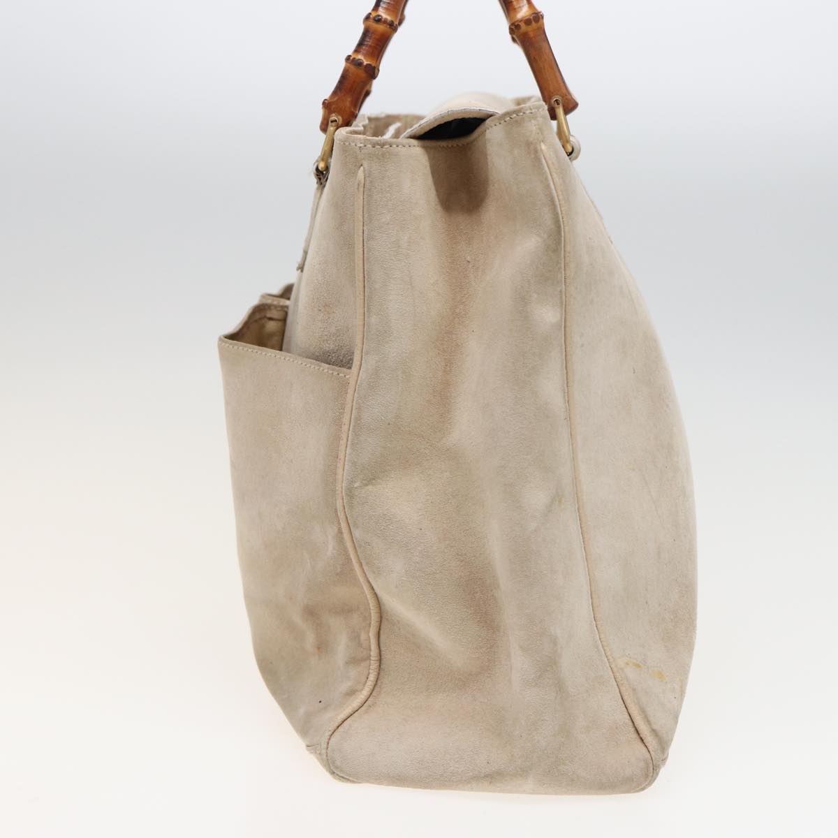 GUCCI Bamboo Tote Bag Suede 2way Beige 002 2855 0322 0 78245