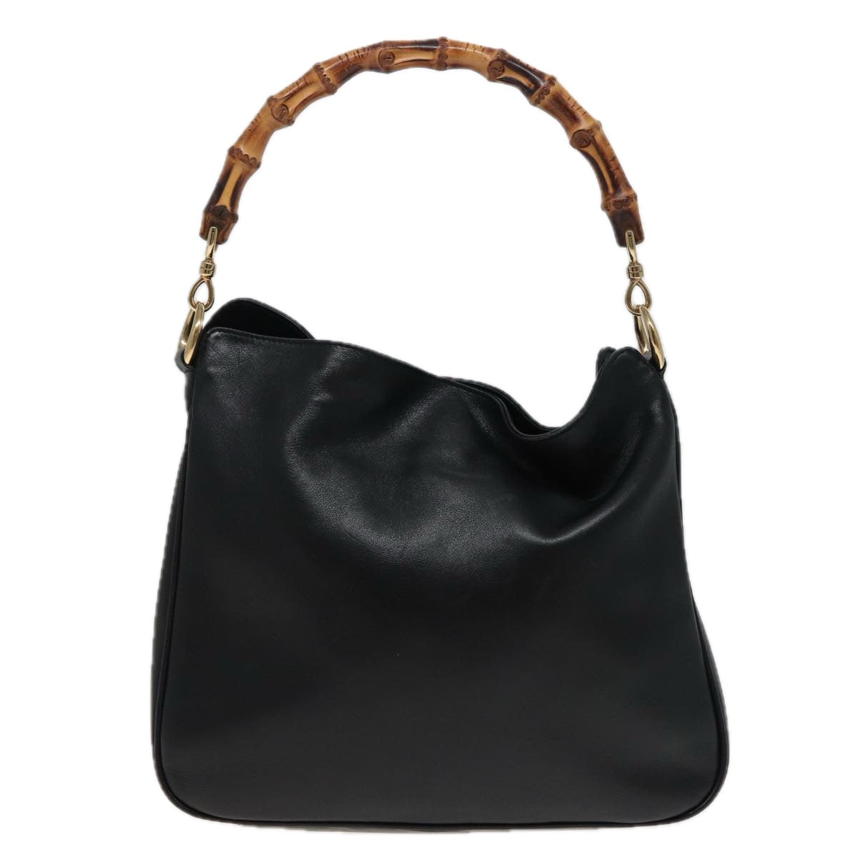 GUCCI Bamboo Shoulder Bag Leather Black 001 1638 78248