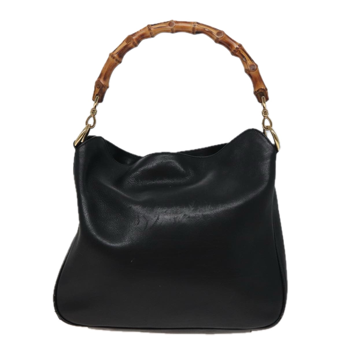 GUCCI Bamboo Shoulder Bag Leather Black 001 1638 78248