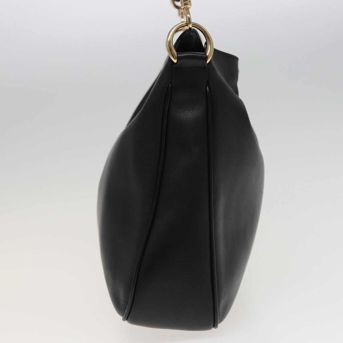 GUCCI Bamboo Shoulder Bag Leather Black 001 1638 78248