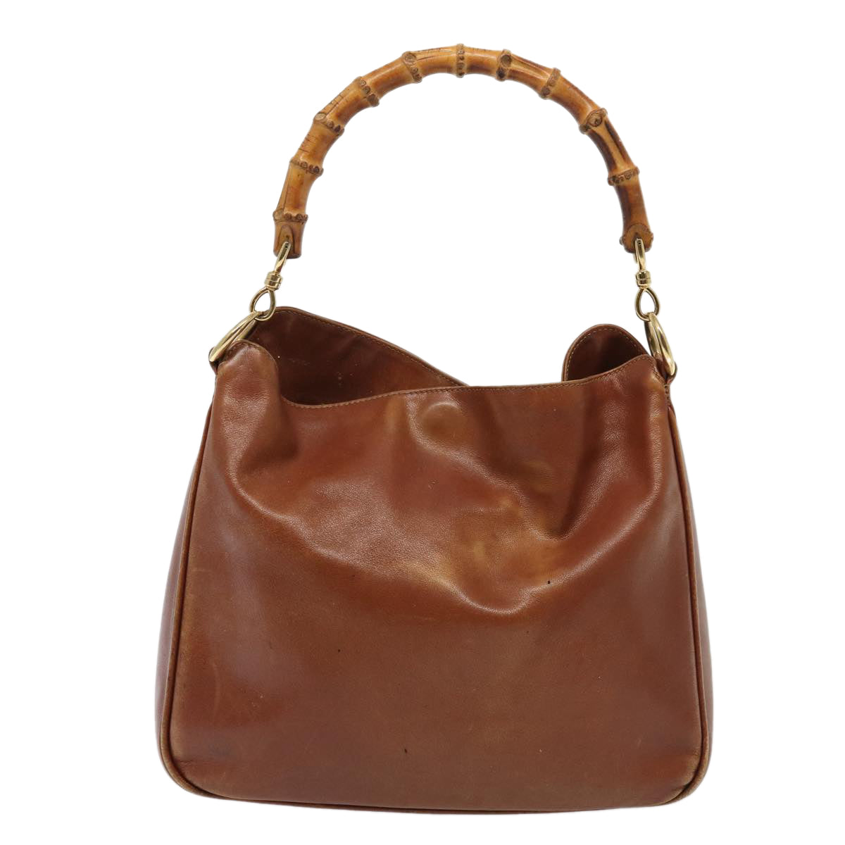 GUCCI Bamboo Shoulder Bag Leather 2way Brown 001 1638 78250