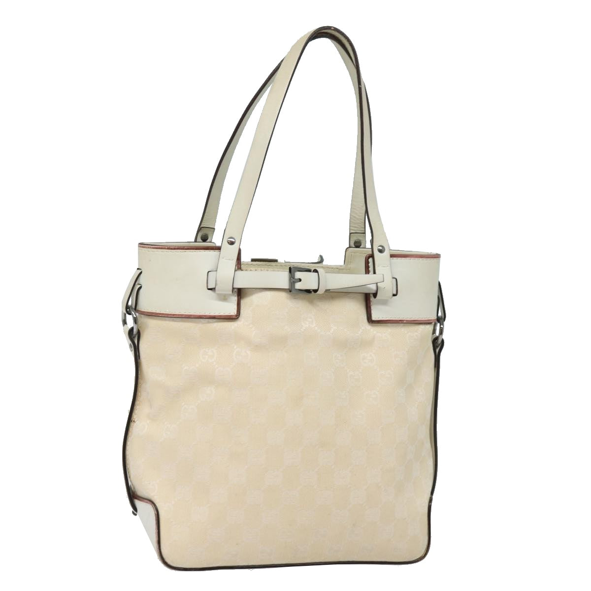 GUCCI GG Canvas Hand Bag Cream 107757 78253