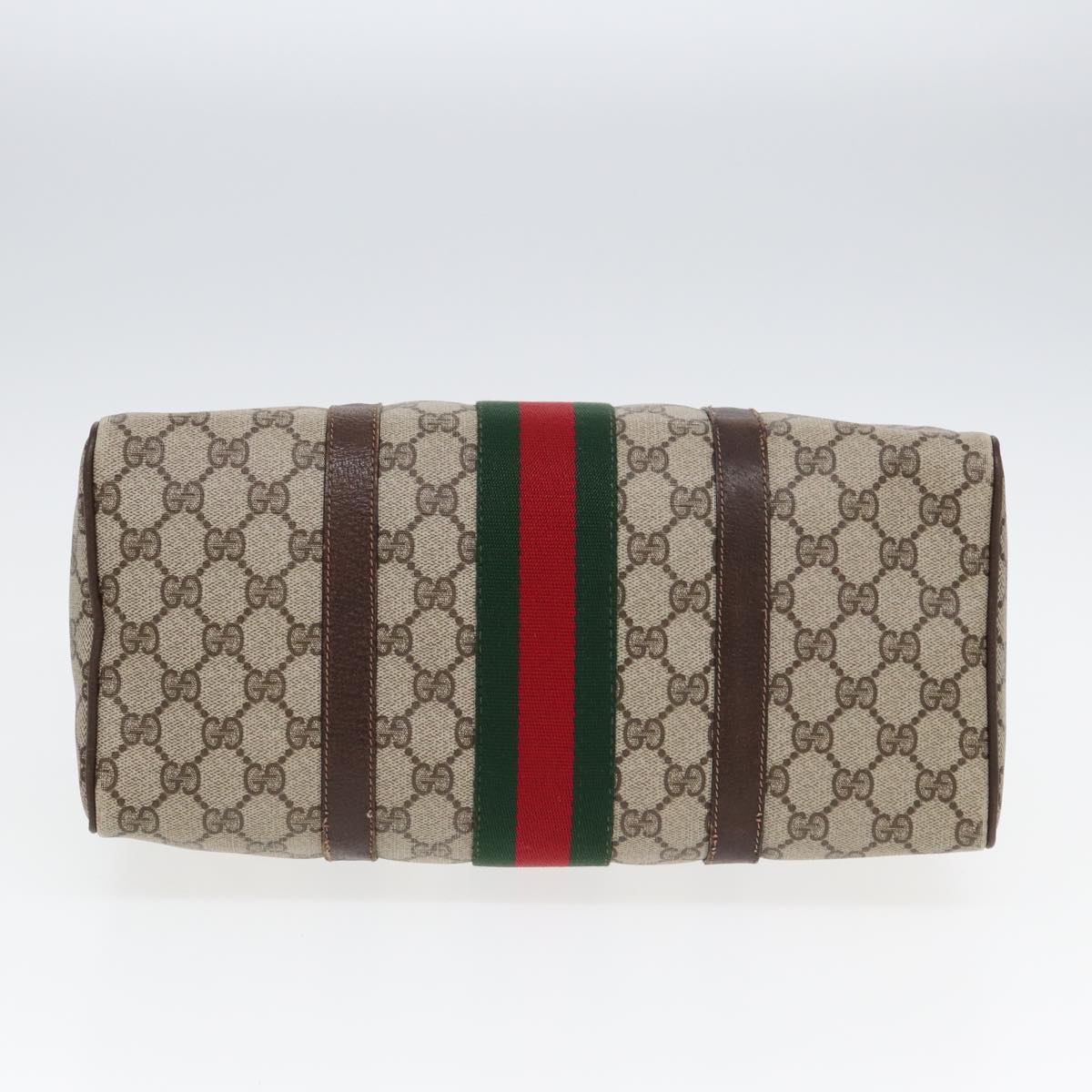 GUCCI GG Supreme Web Sherry Line Boston Bag PVC Beige Red 012 3842 78291