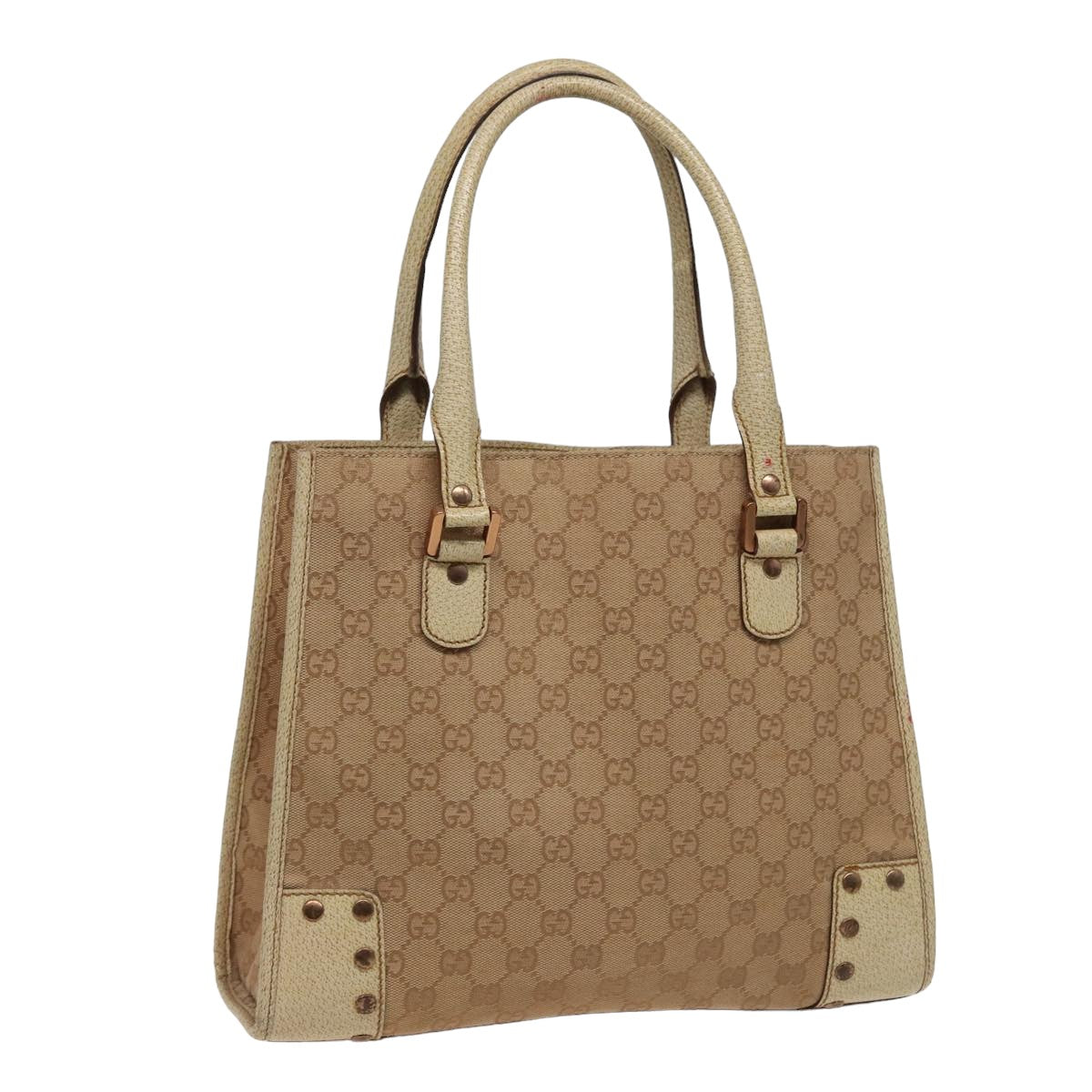 GUCCI GG Canvas Hand Bag Beige 124260 78343