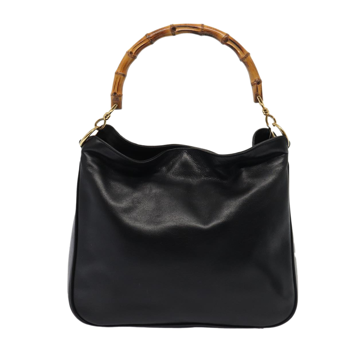 GUCCI Bamboo Shoulder Bag Leather 2way Black 001 1638 78346